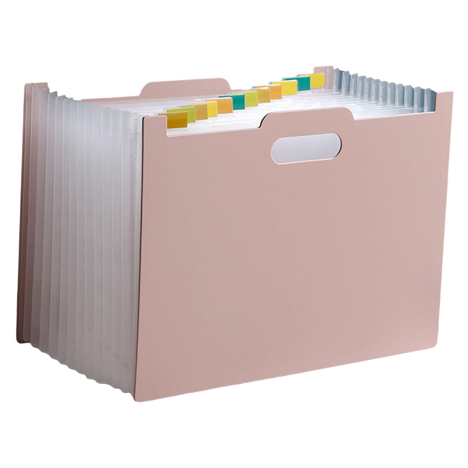 A4 File Folder Expanding Accordian File Organizer for Office Light Pink