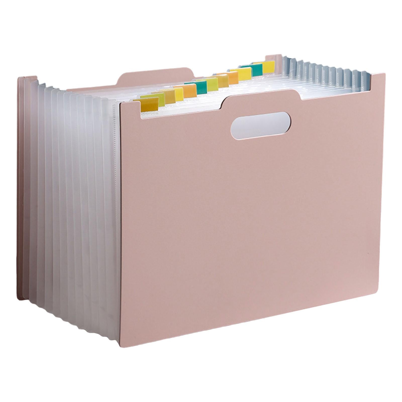 A4 File Folder Expanding Accordian File Organizer for Office Light Pink