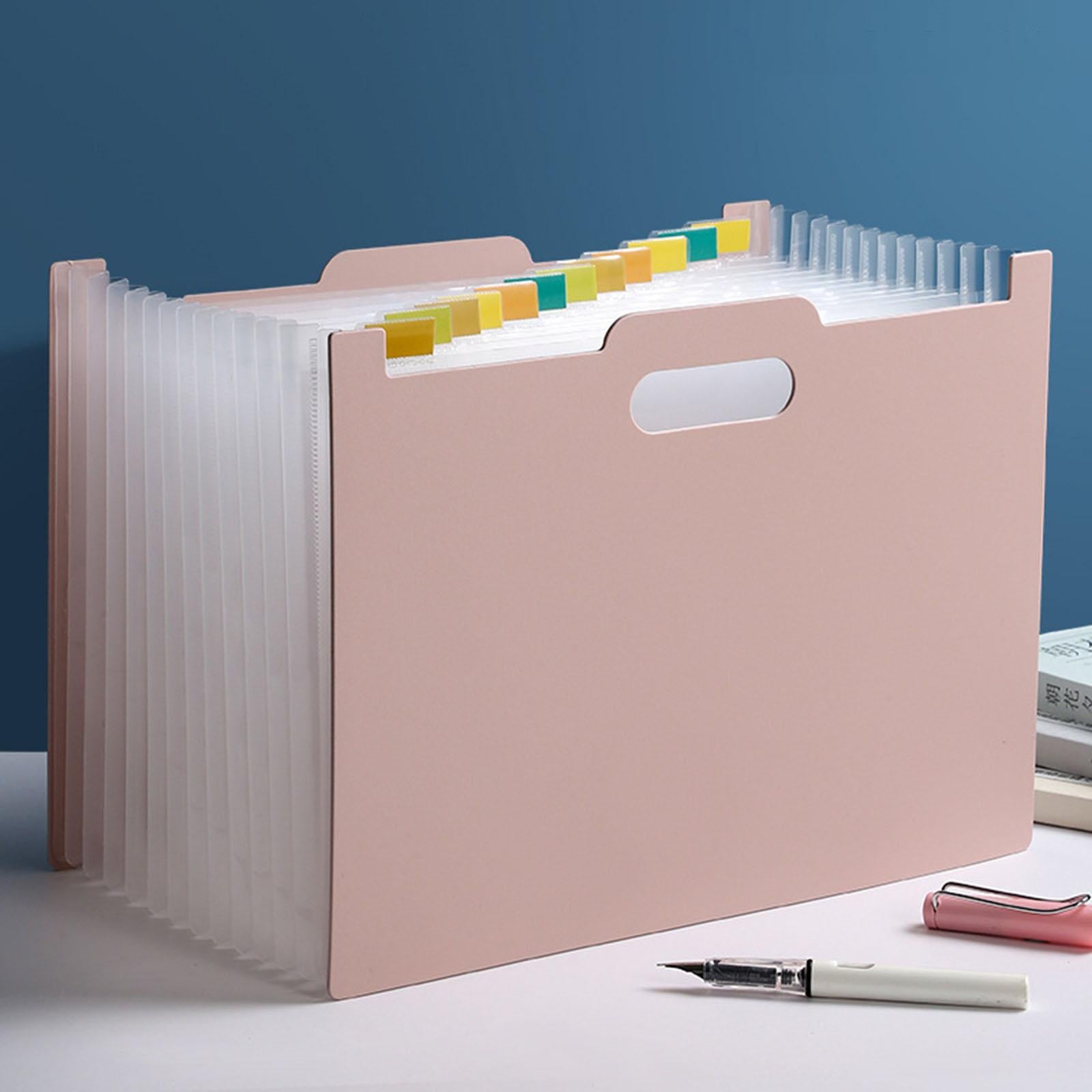 A4 File Folder Expanding Accordian File Organizer for Office Light Pink