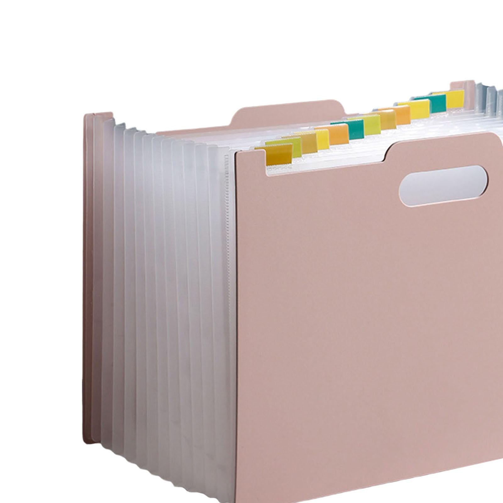 A4 File Folder Expanding Accordian File Organizer for Office Light Pink