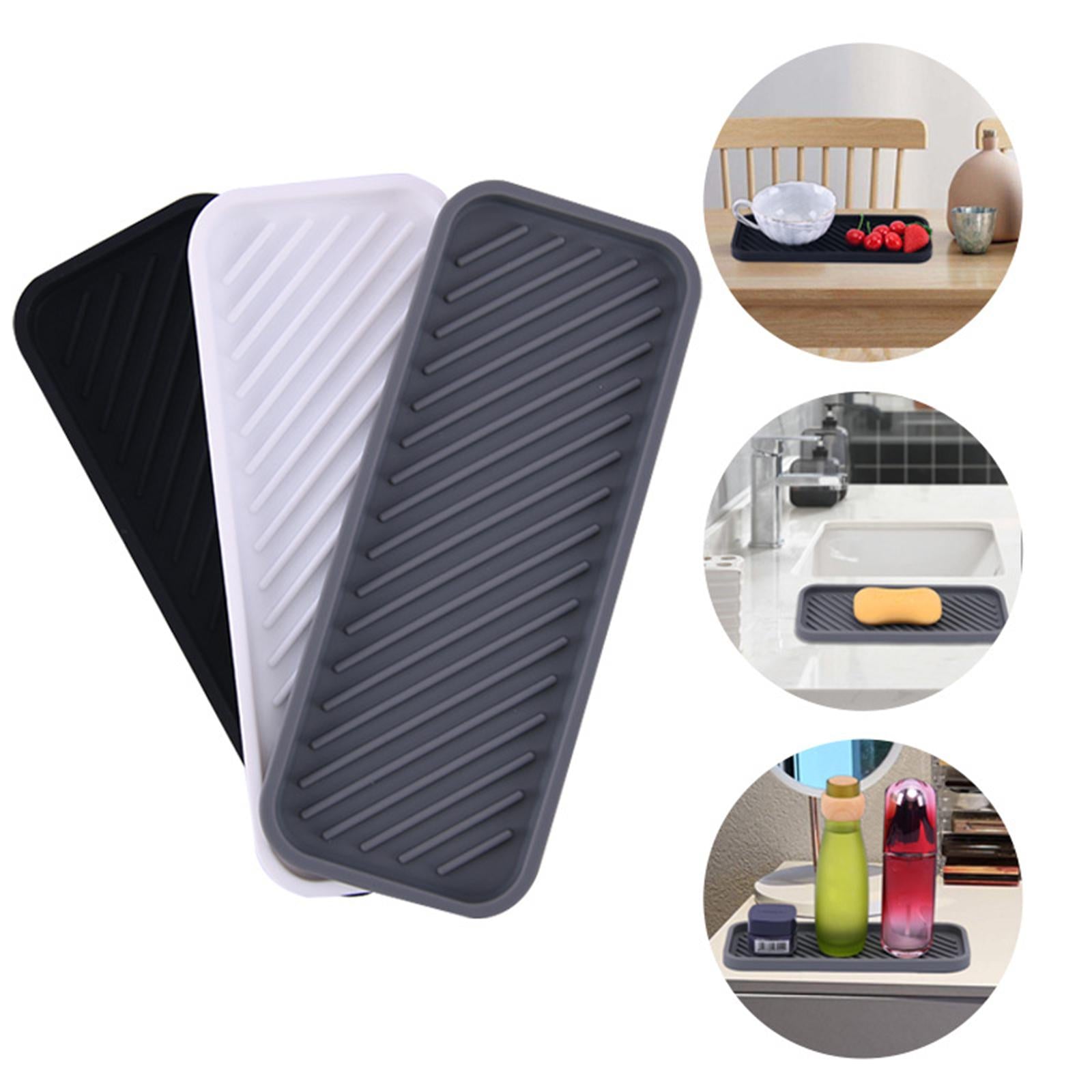 Kitchen Organizer Tray Quick Drying Waterproof for Kitchen Makeup Shampoo White