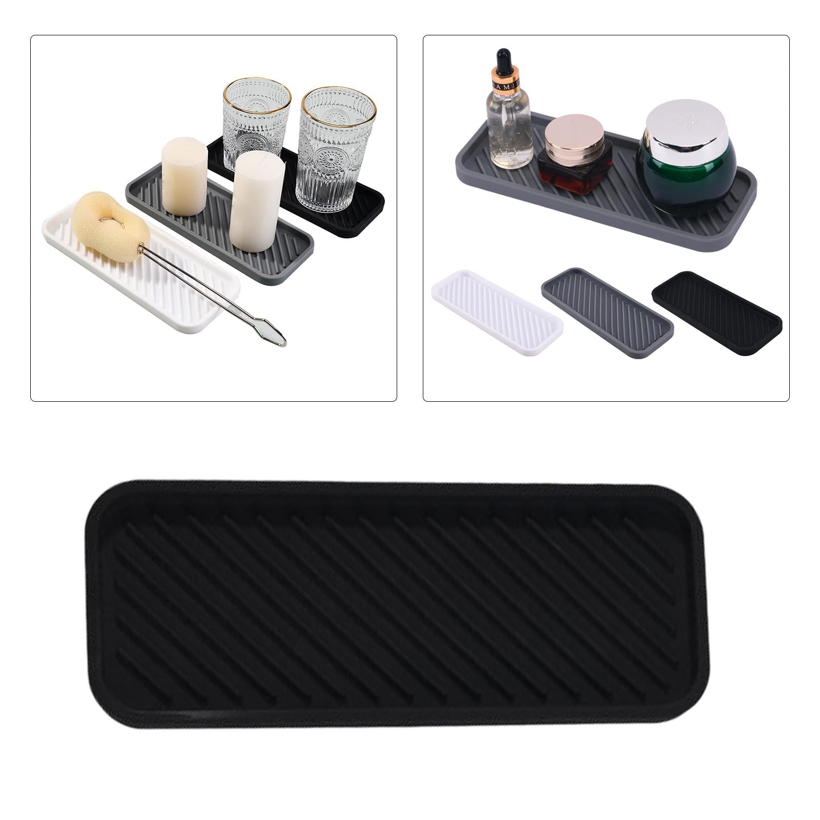 Kitchen Organizer Tray Quick Drying Waterproof for Kitchen Makeup Shampoo Black