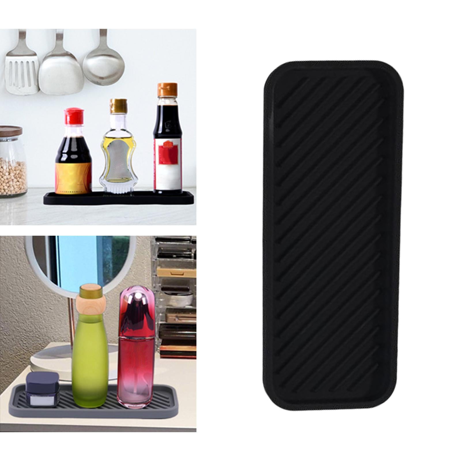 Kitchen Organizer Tray Quick Drying Waterproof for Kitchen Makeup Shampoo Black