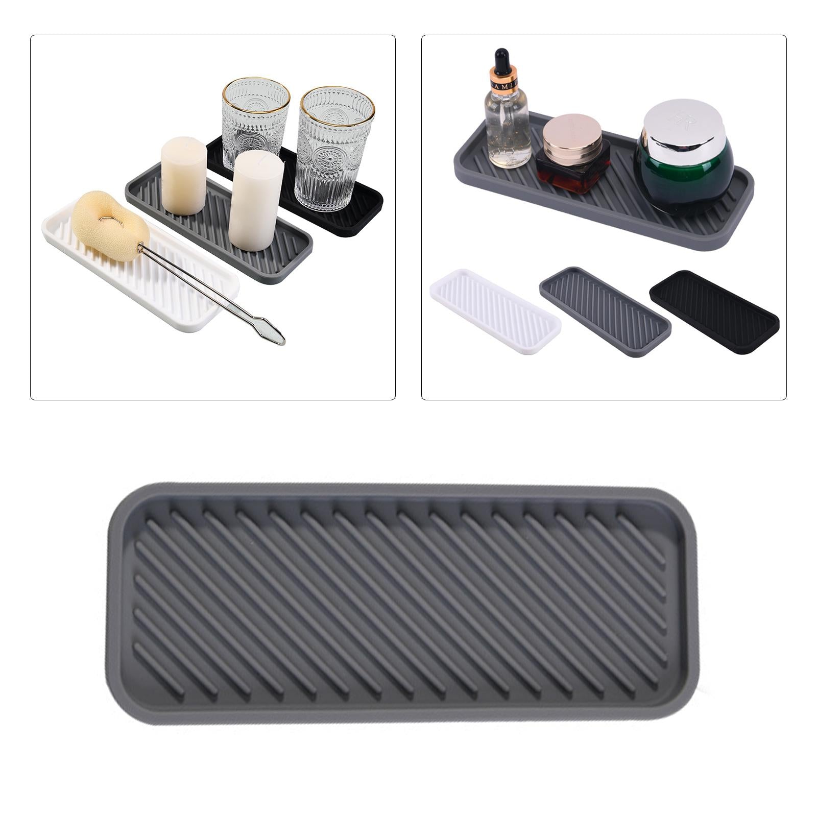 Kitchen Organizer Tray Quick Drying Waterproof for Kitchen Makeup Shampoo Gray