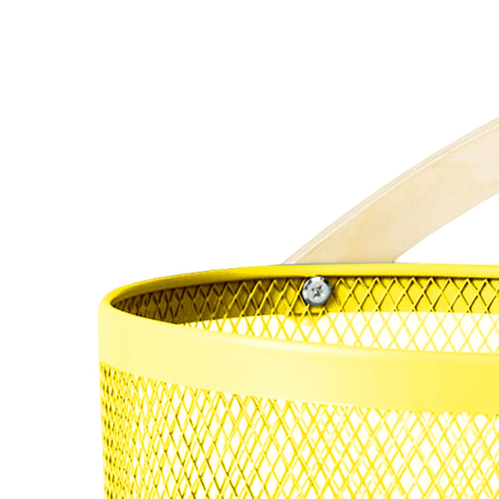 Iron Kitchen Storage Basket with Bamboo Handle for Shopping Entryway Office Yellow