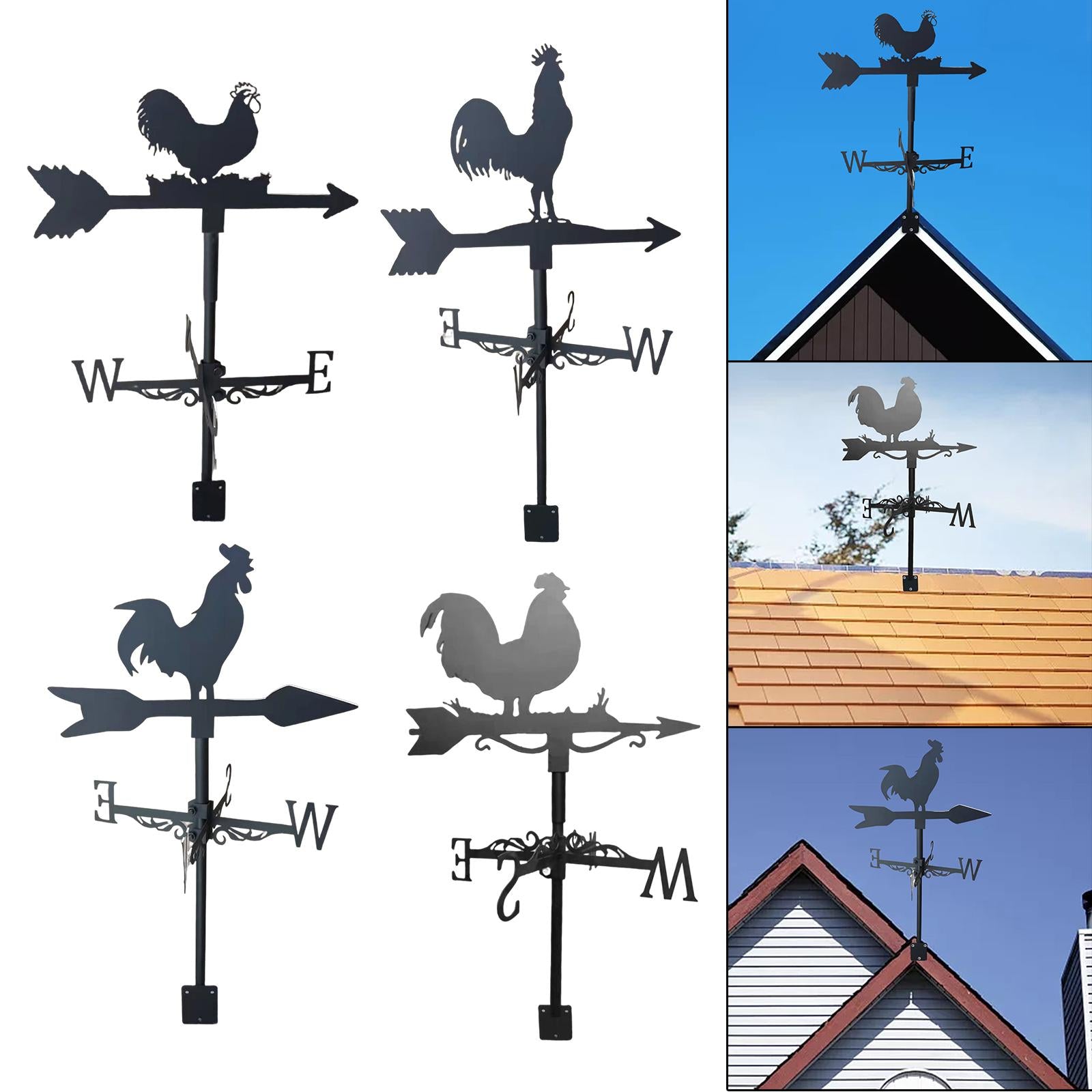 Rooster Weathervane Weather Vane Metal Vintage Style for Yard Garage Barn 1 Style