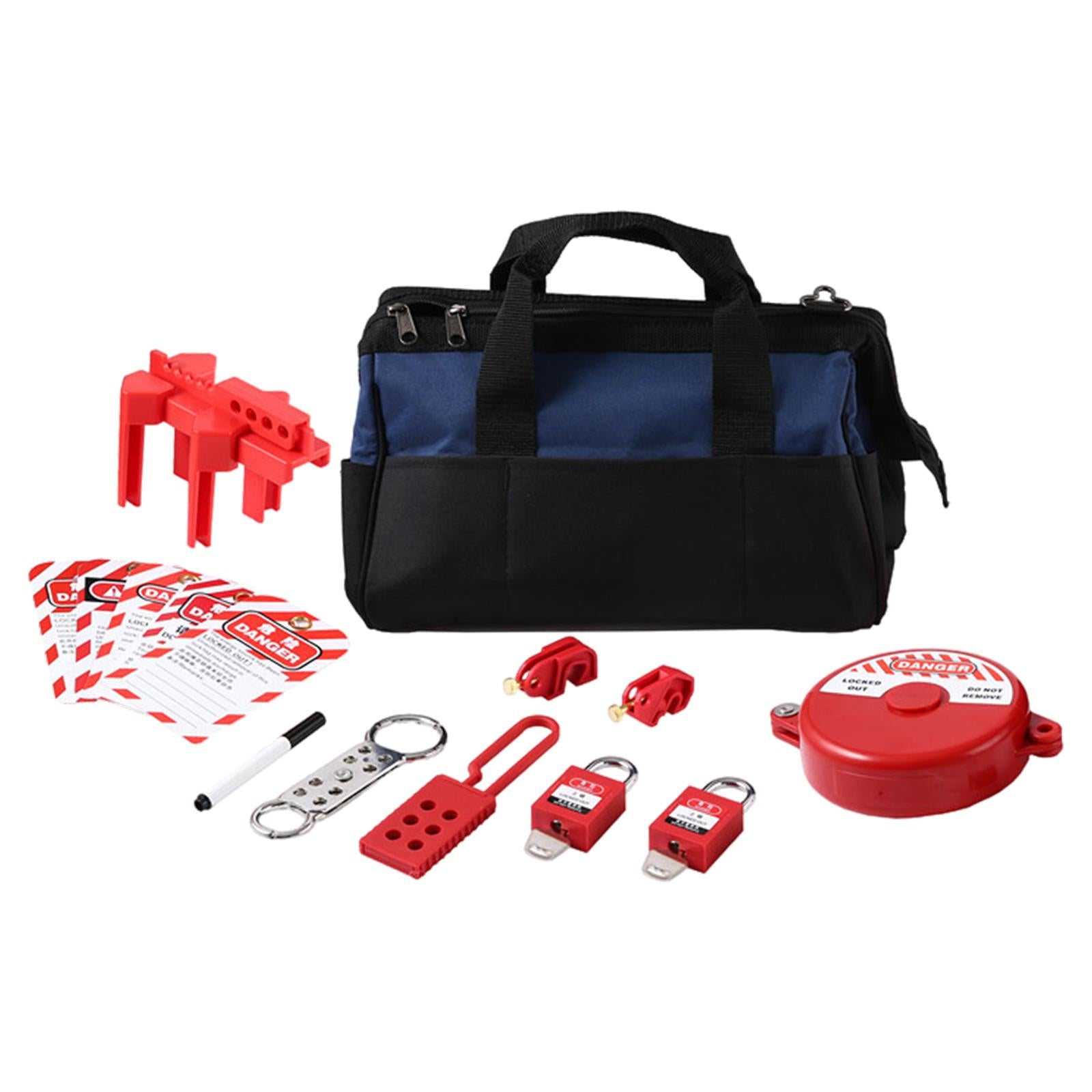 Lockout Tagout Kit Nylon Ties and Carrying Bag Tagout Tags Plug Lockout B