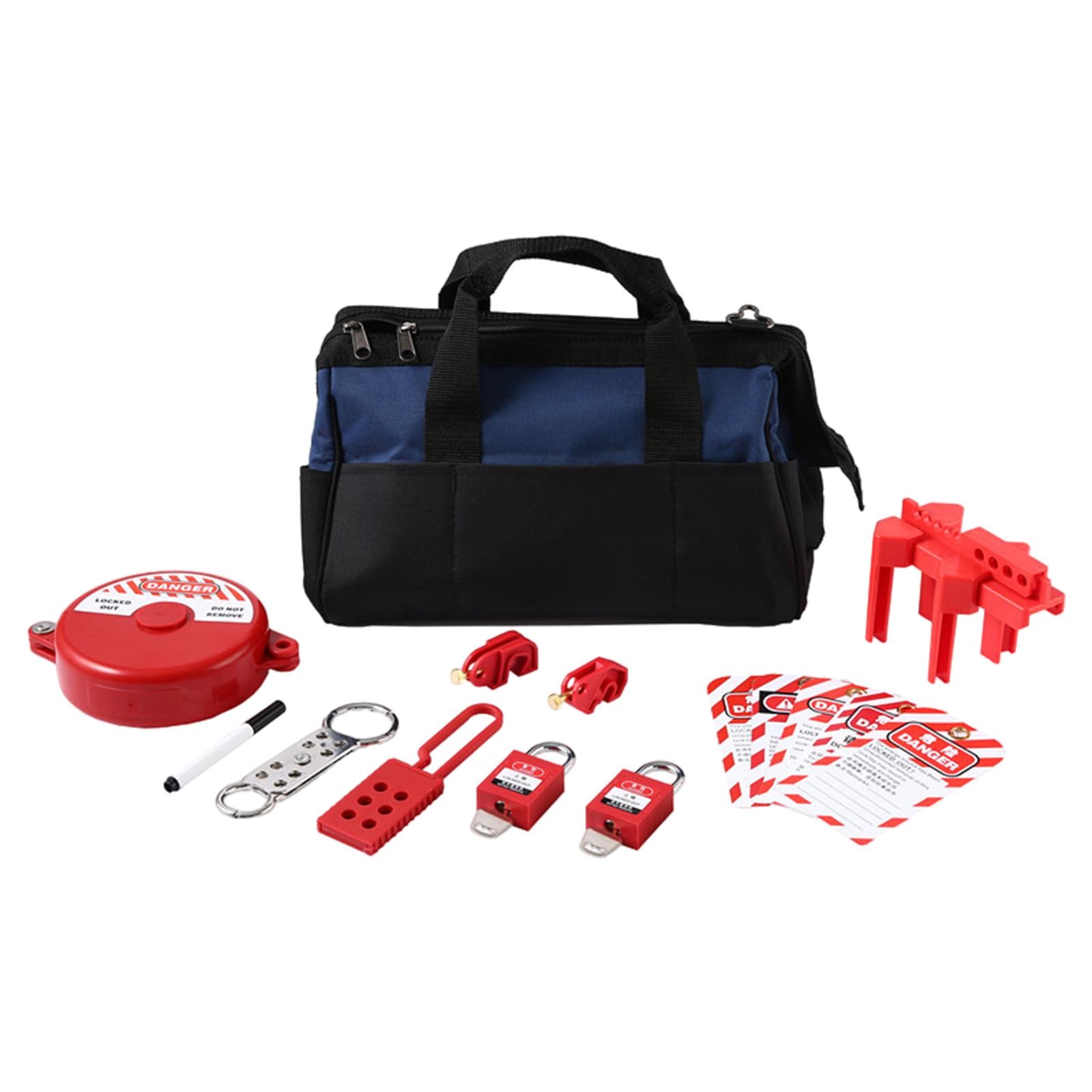 Lockout Tagout Kit Nylon Ties and Carrying Bag Tagout Tags Plug Lockout B