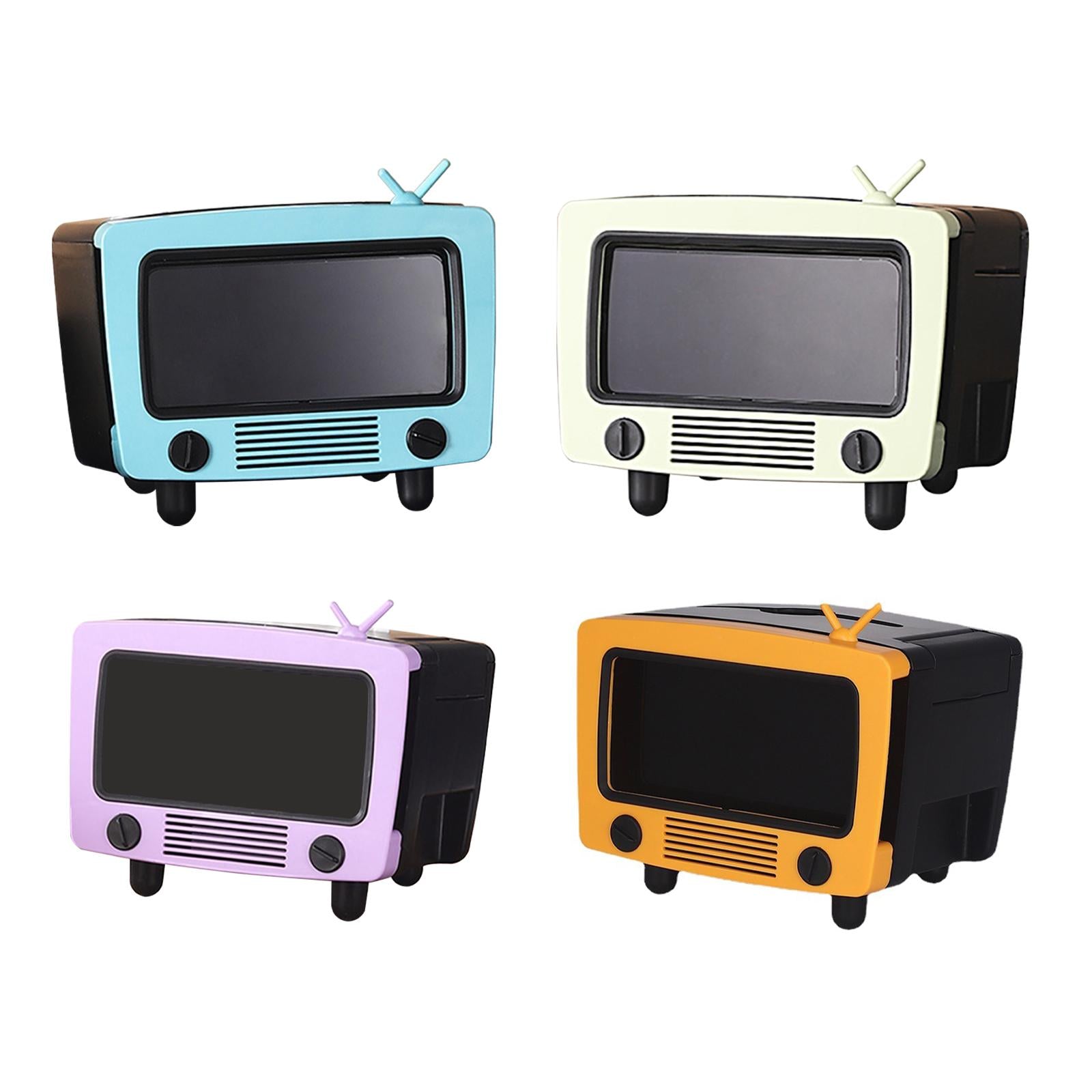 TV Shaped Tissue Box Phone Mount Practical for Desktop Parlor Living Room Blue