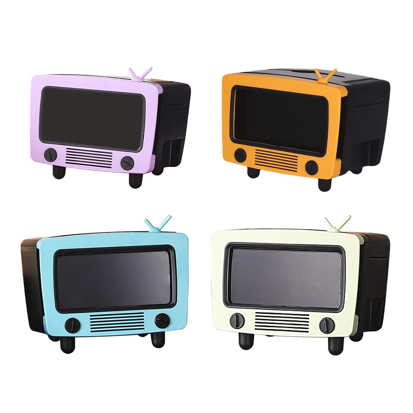 TV Shaped Tissue Box Phone Mount Practical for Desktop Parlor Living Room Blue