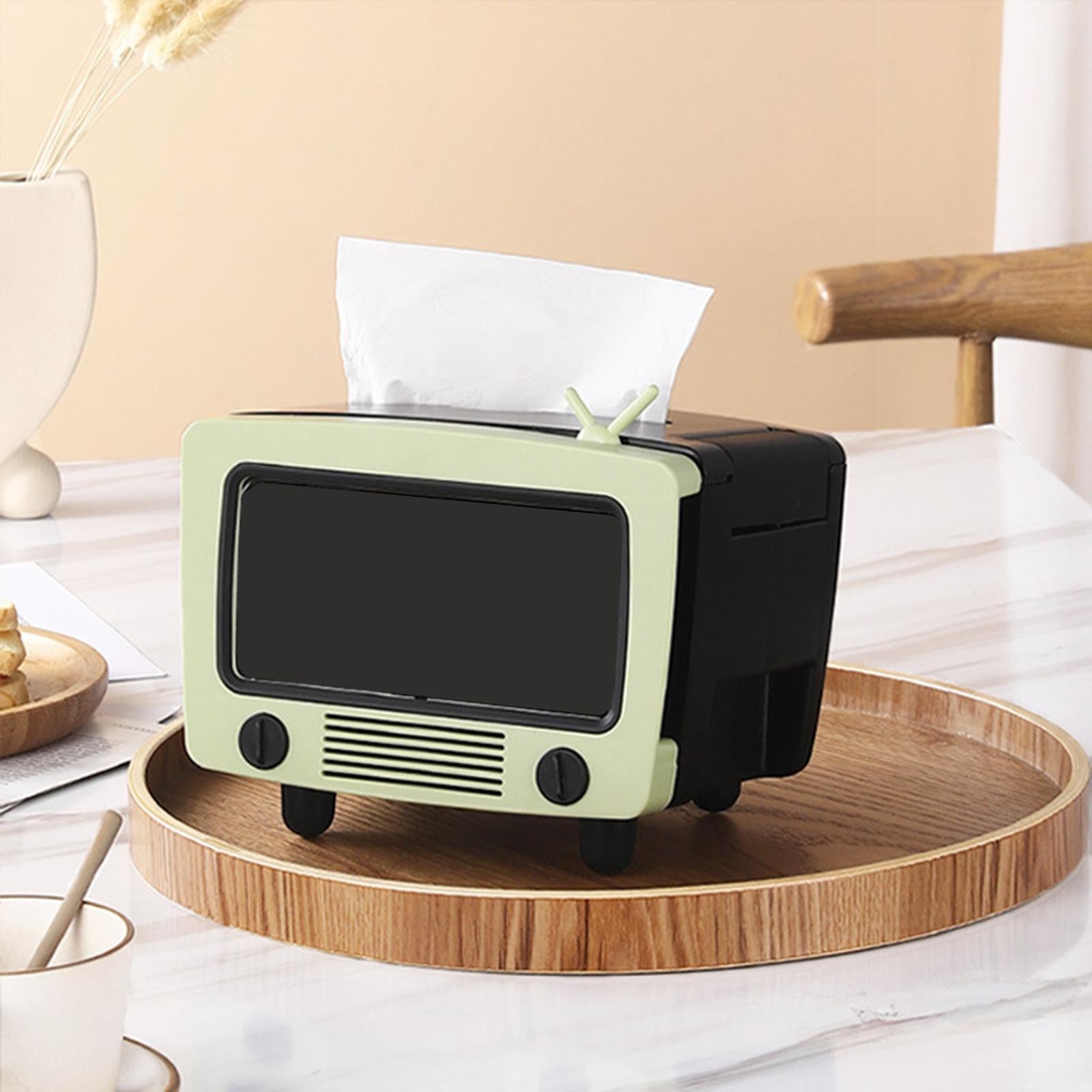 TV Shaped Tissue Box Phone Mount Practical for Desktop Parlor Living Room Green