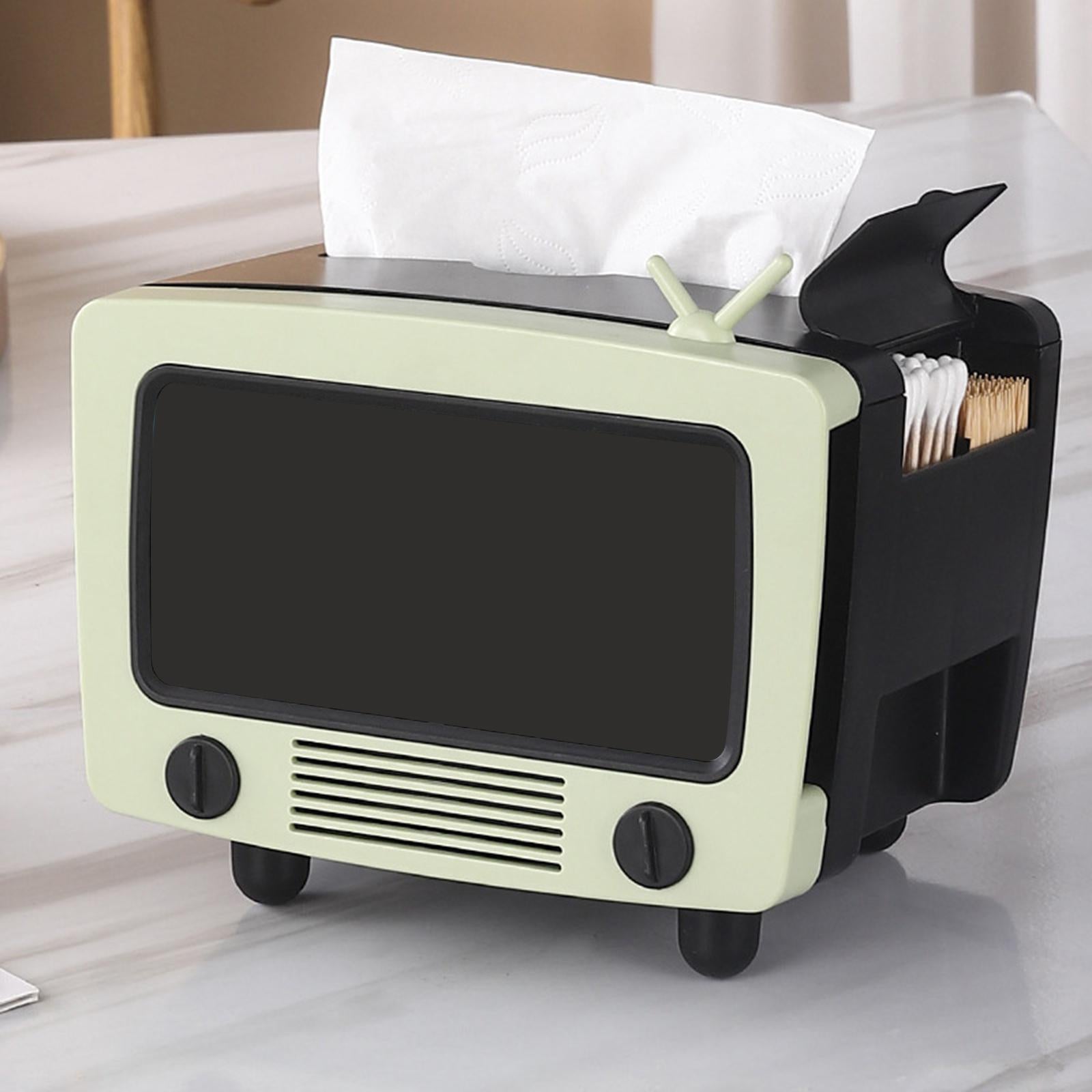 TV Shaped Tissue Box Phone Mount Practical for Desktop Parlor Living Room Green