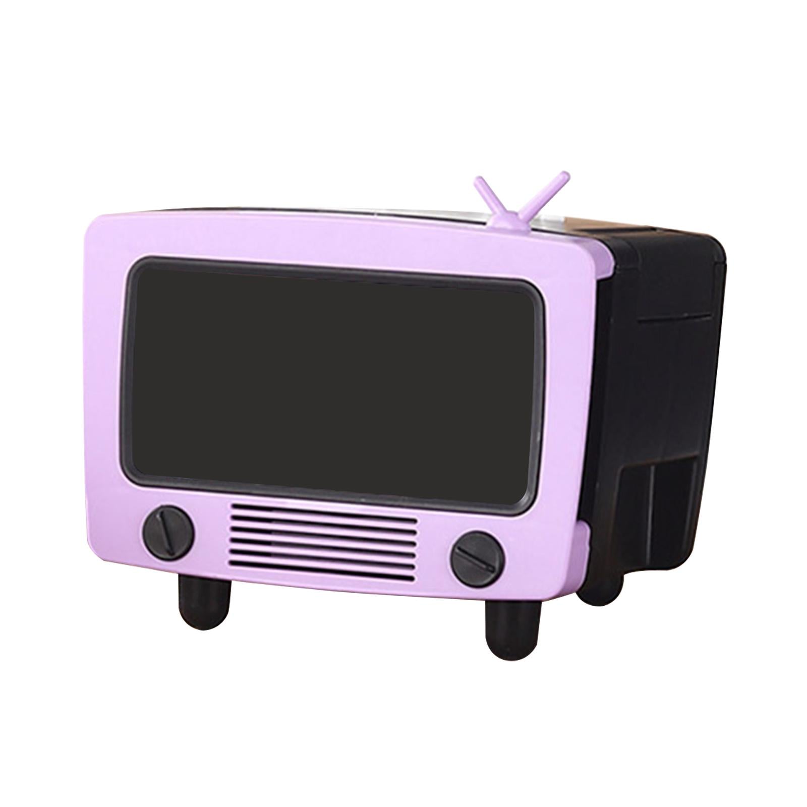 TV Shaped Tissue Box Phone Mount Practical for Desktop Parlor Living Room Purple