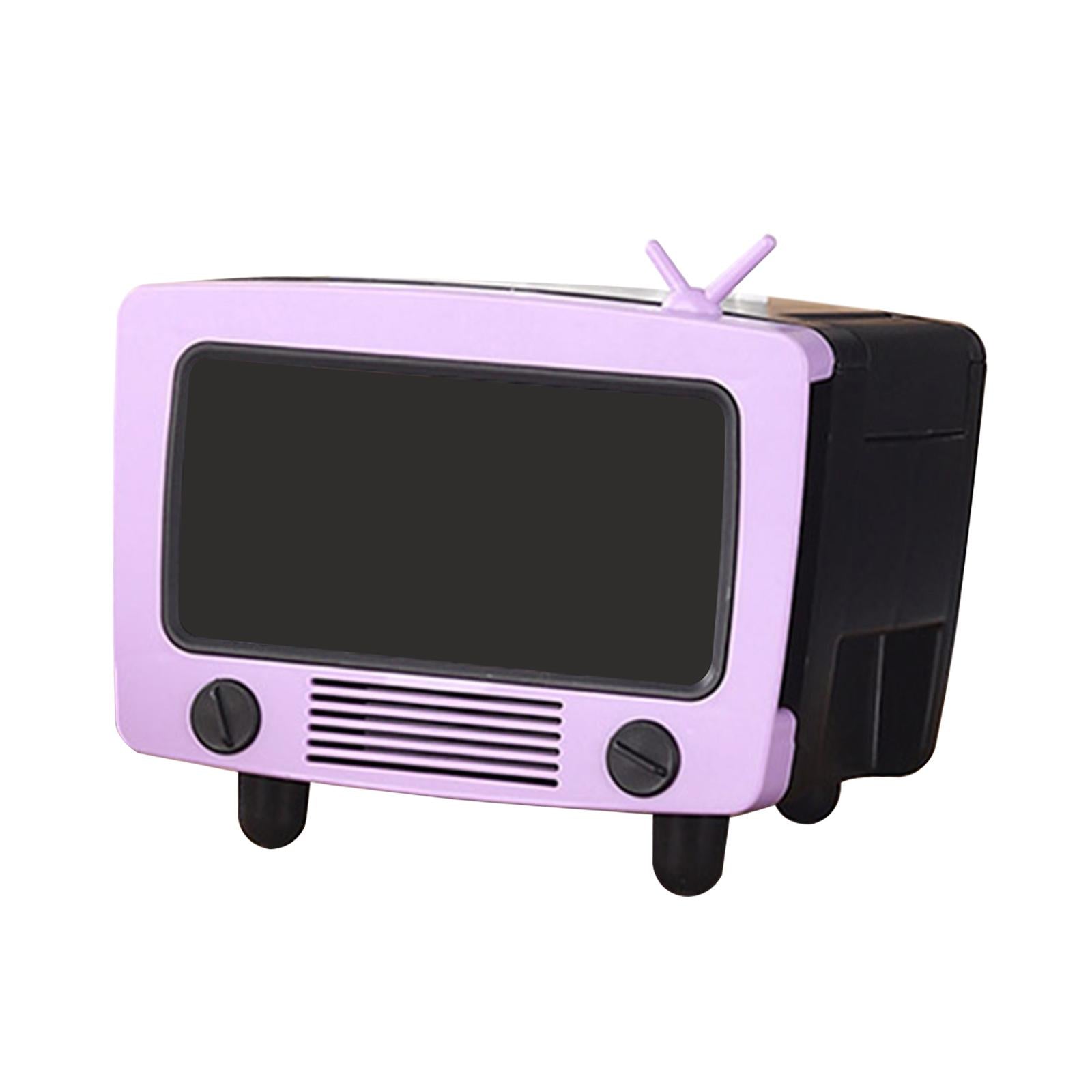 TV Shaped Tissue Box Phone Mount Practical for Desktop Parlor Living Room Purple