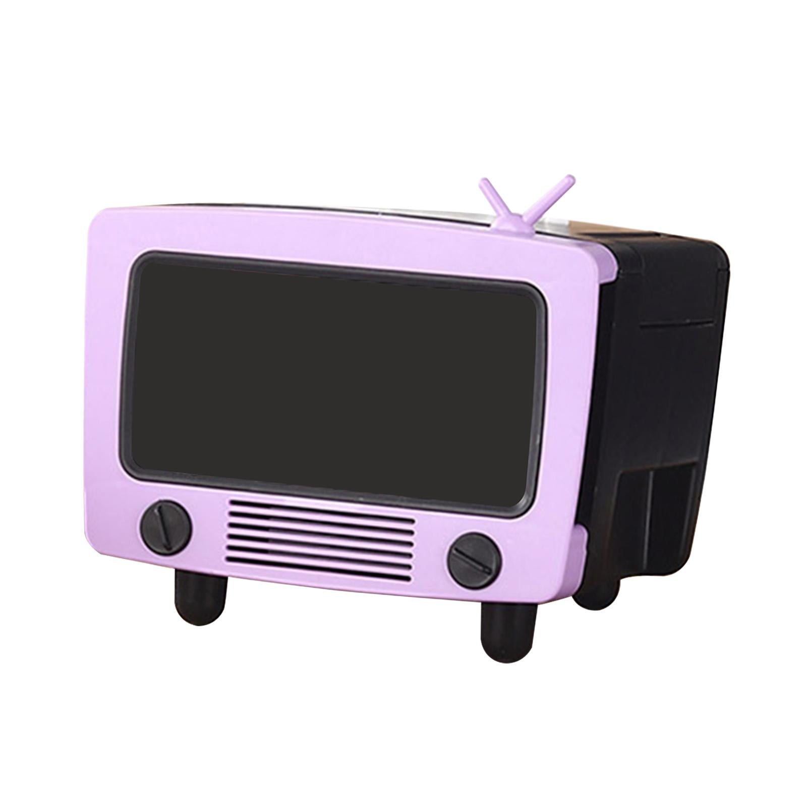 TV Shaped Tissue Box Phone Mount Practical for Desktop Parlor Living Room Purple