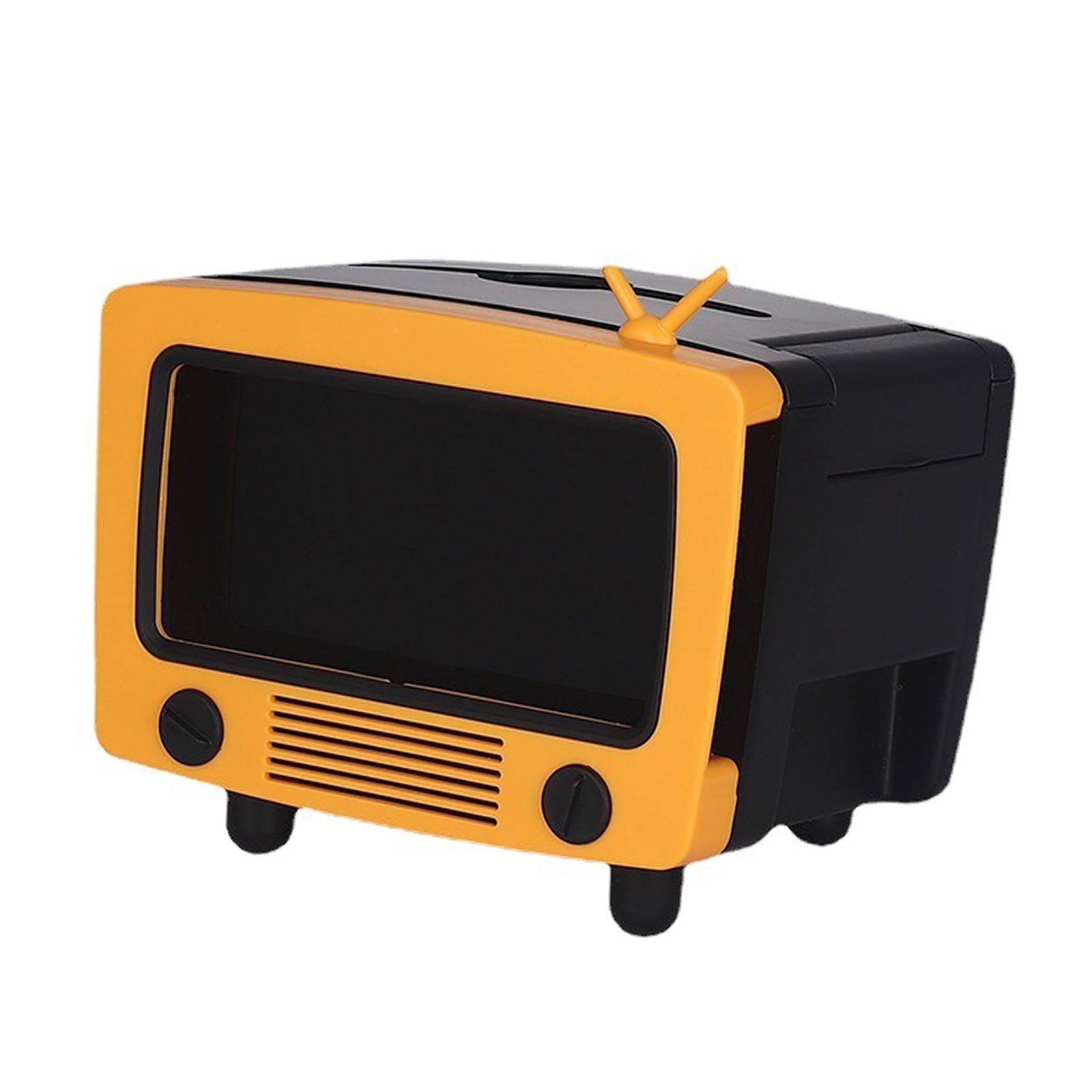 TV Shaped Tissue Box Phone Mount Practical for Desktop Parlor Living Room Orange