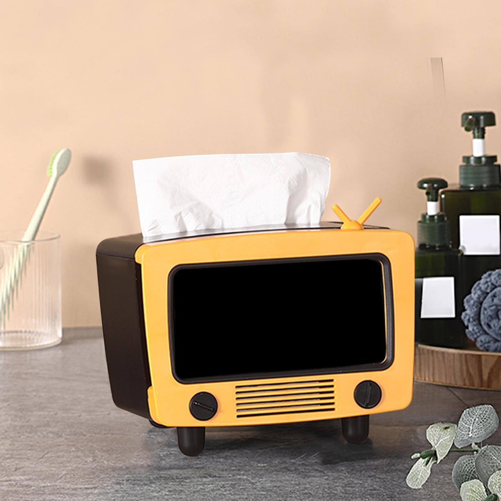 TV Shaped Tissue Box Phone Mount Practical for Desktop Parlor Living Room Orange