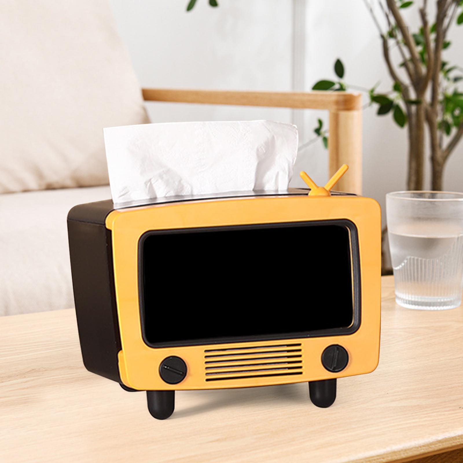 TV Shaped Tissue Box Phone Mount Practical for Desktop Parlor Living Room Orange