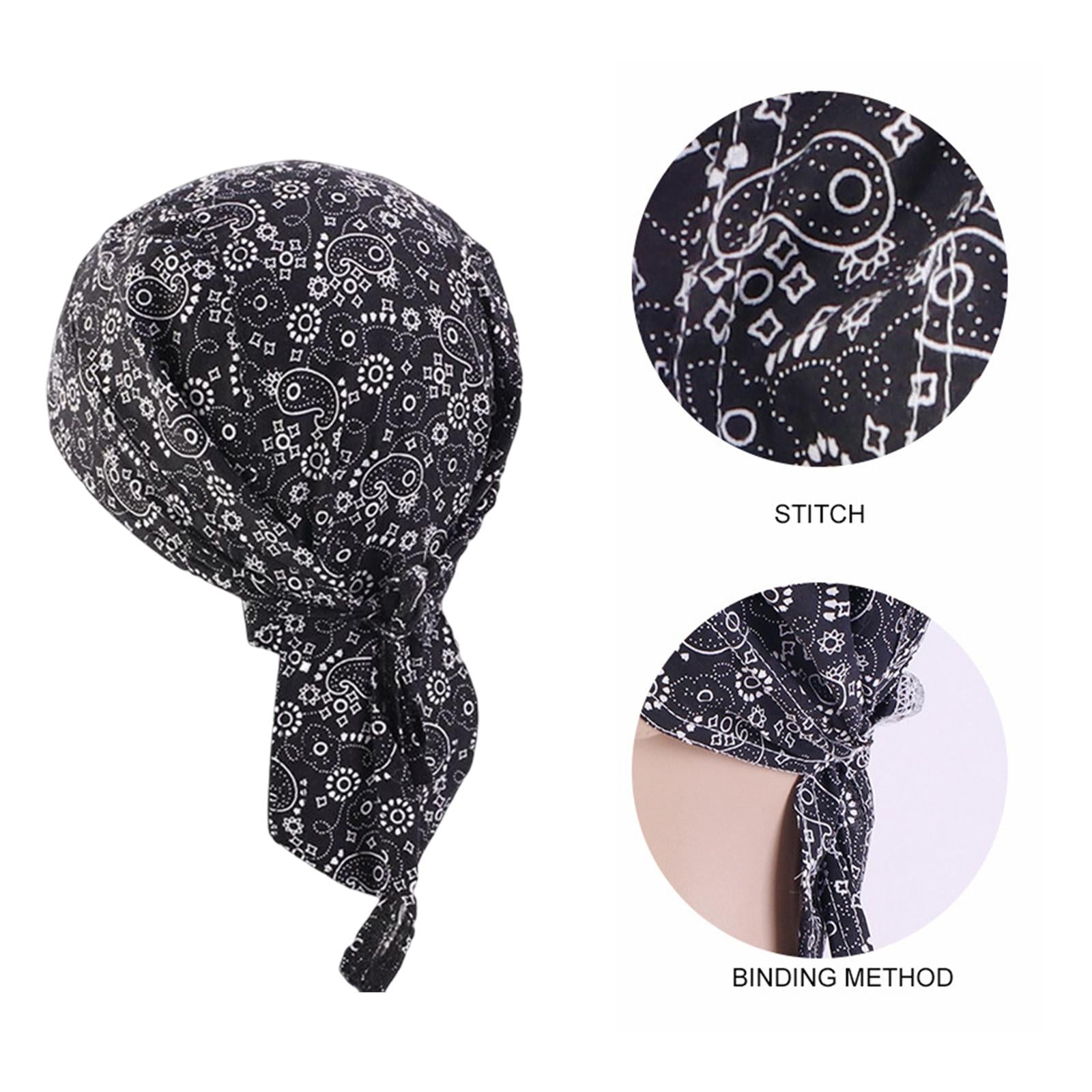 2Pcs Unisex Bandana Beanie Hat Men Women Headband for Fishing Outdoor Sport Black and White