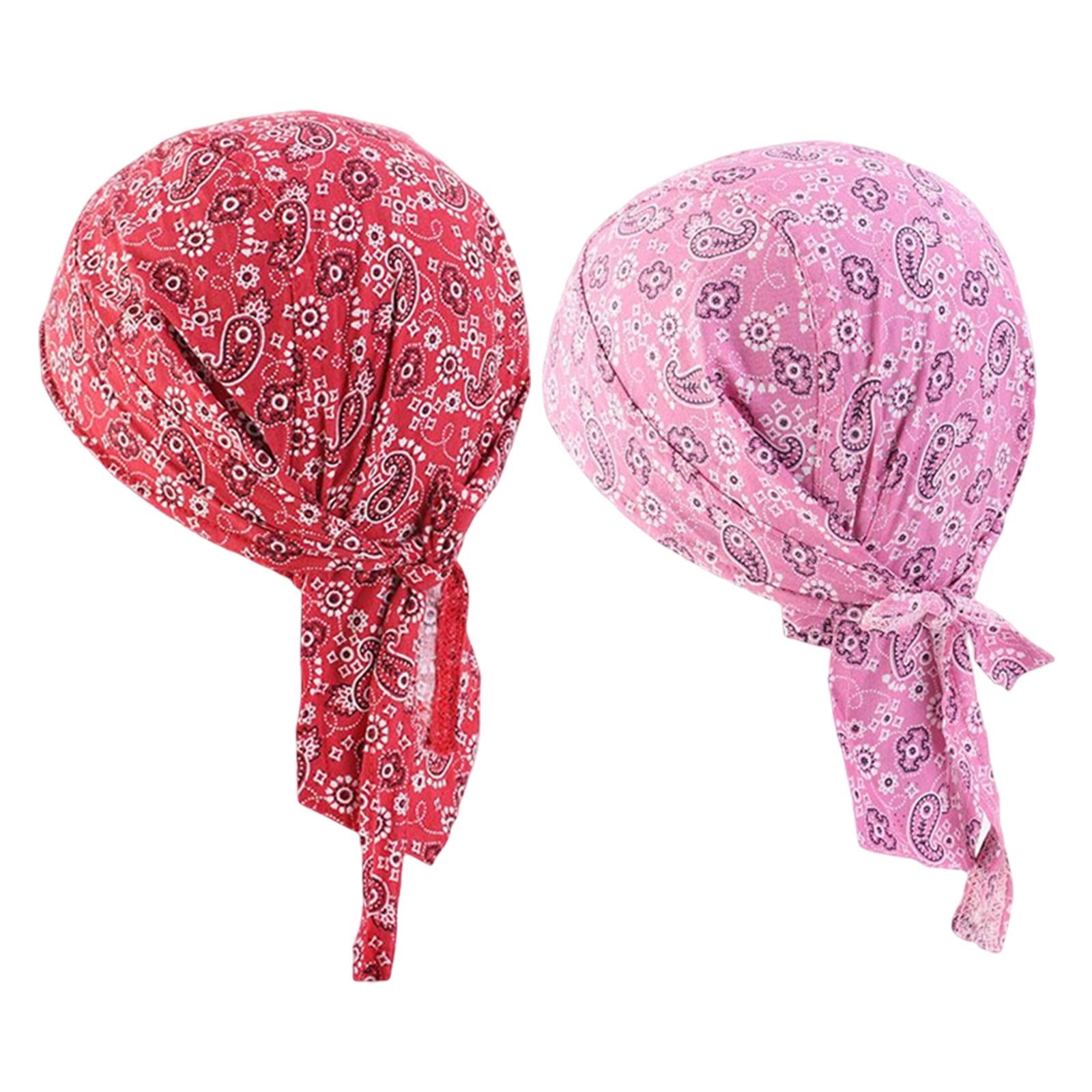 2Pcs Unisex Bandana Beanie Hat Men Women Headband for Fishing Outdoor Sport Pink and Wine Red