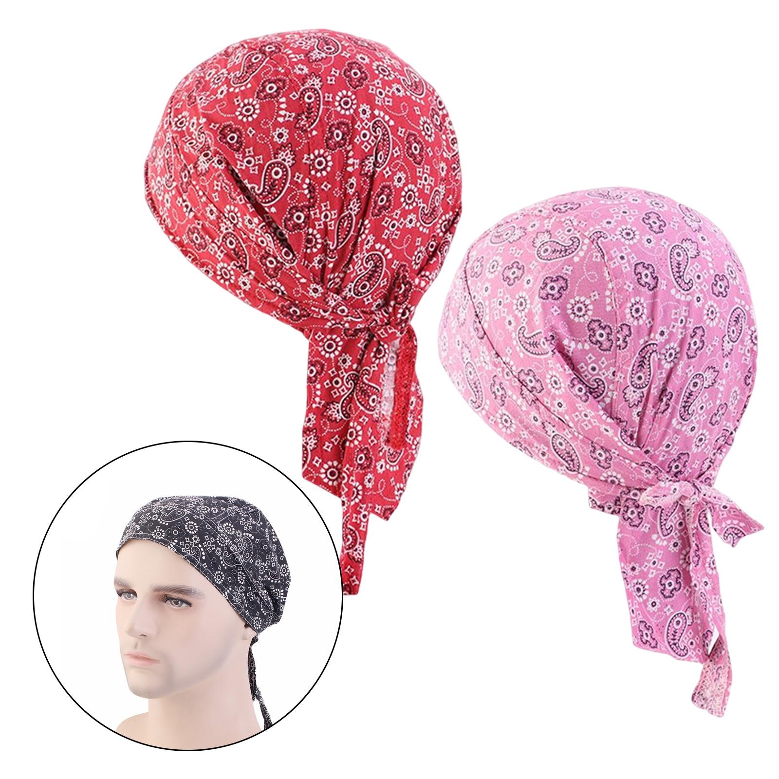 2Pcs Unisex Bandana Beanie Hat Men Women Headband for Fishing Outdoor Sport Pink and Wine Red