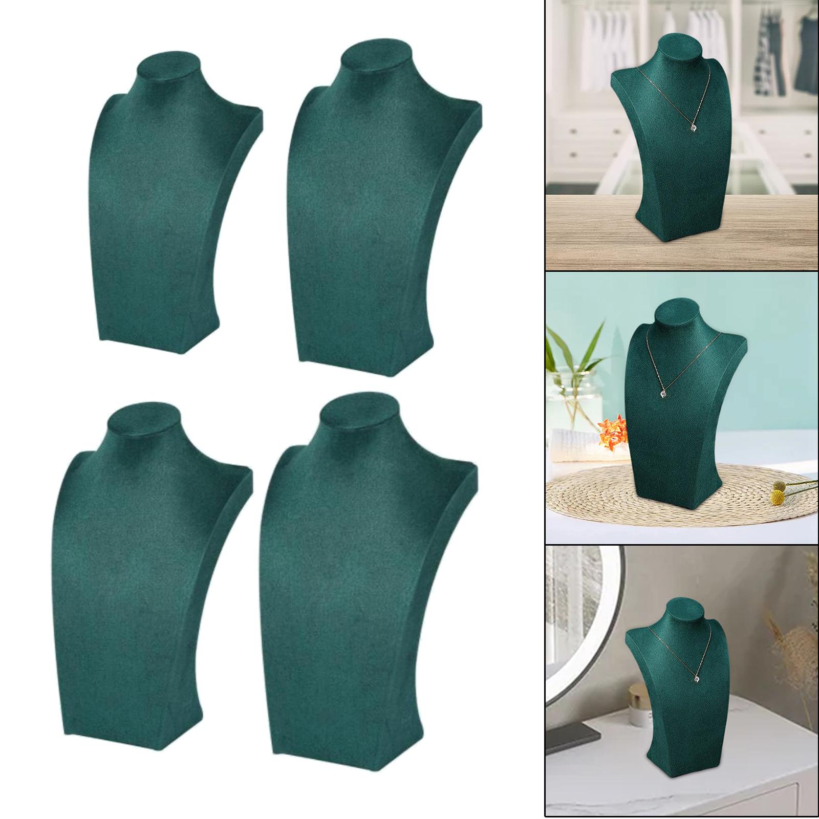 Velvet Necklace Stand Easel Bust Holder Mannequin Chain Display Organizer Green 20cm