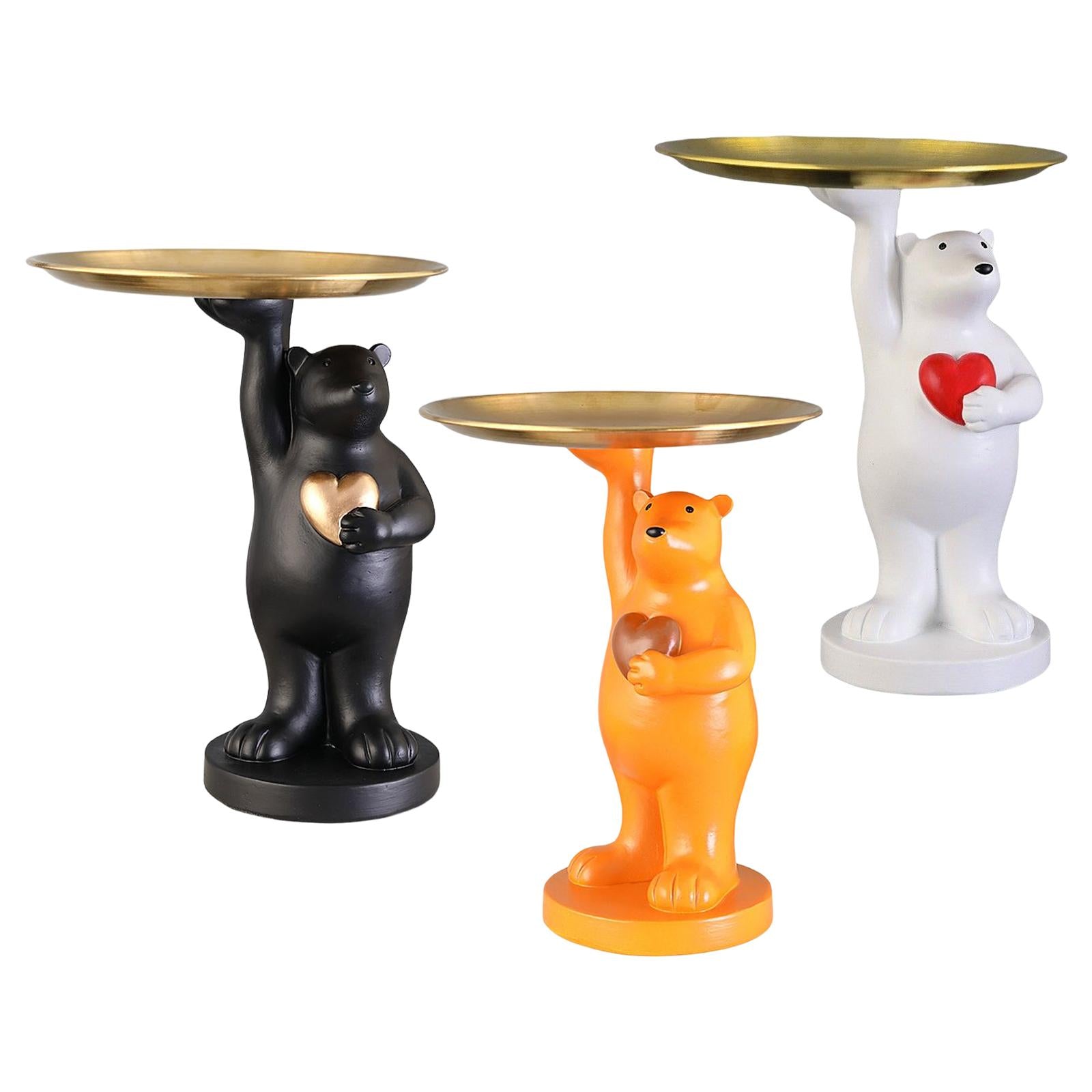 Nordic Style Polar Bear Statue Storage Tray for Entrance Dining Table White