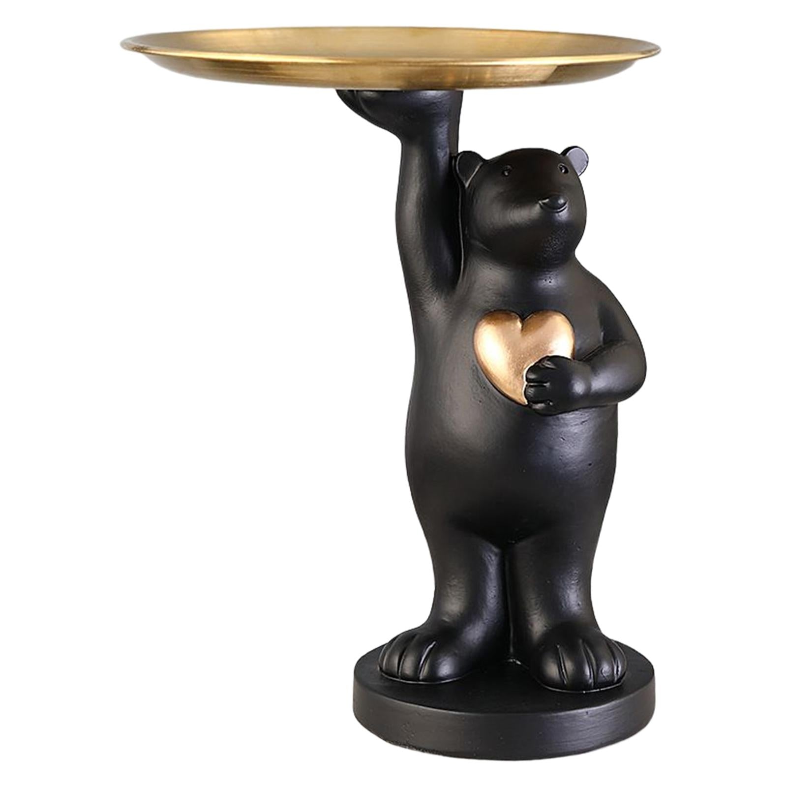 Nordic Style Polar Bear Statue Storage Tray for Entrance Dining Table Black