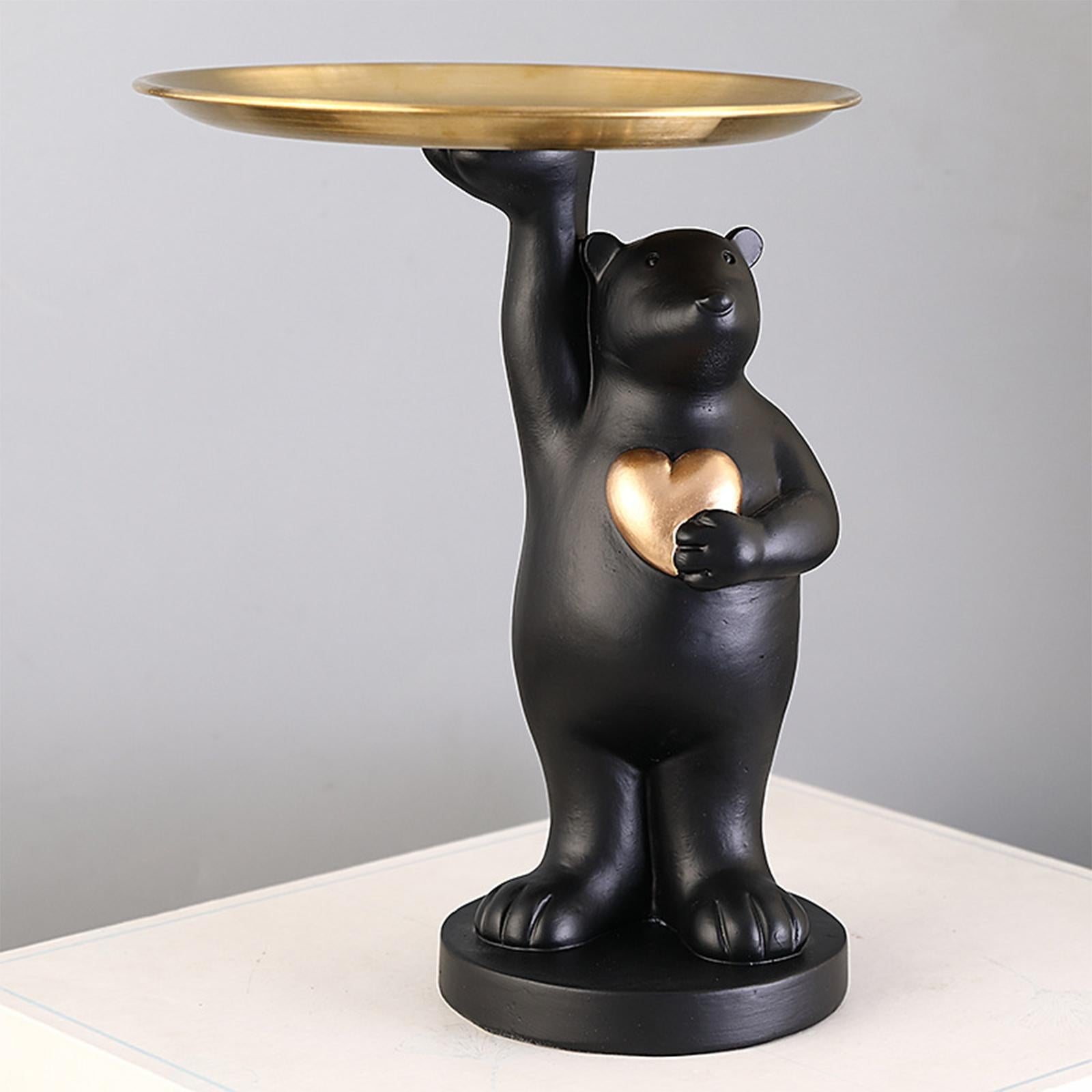 Nordic Style Polar Bear Statue Storage Tray for Entrance Dining Table Black