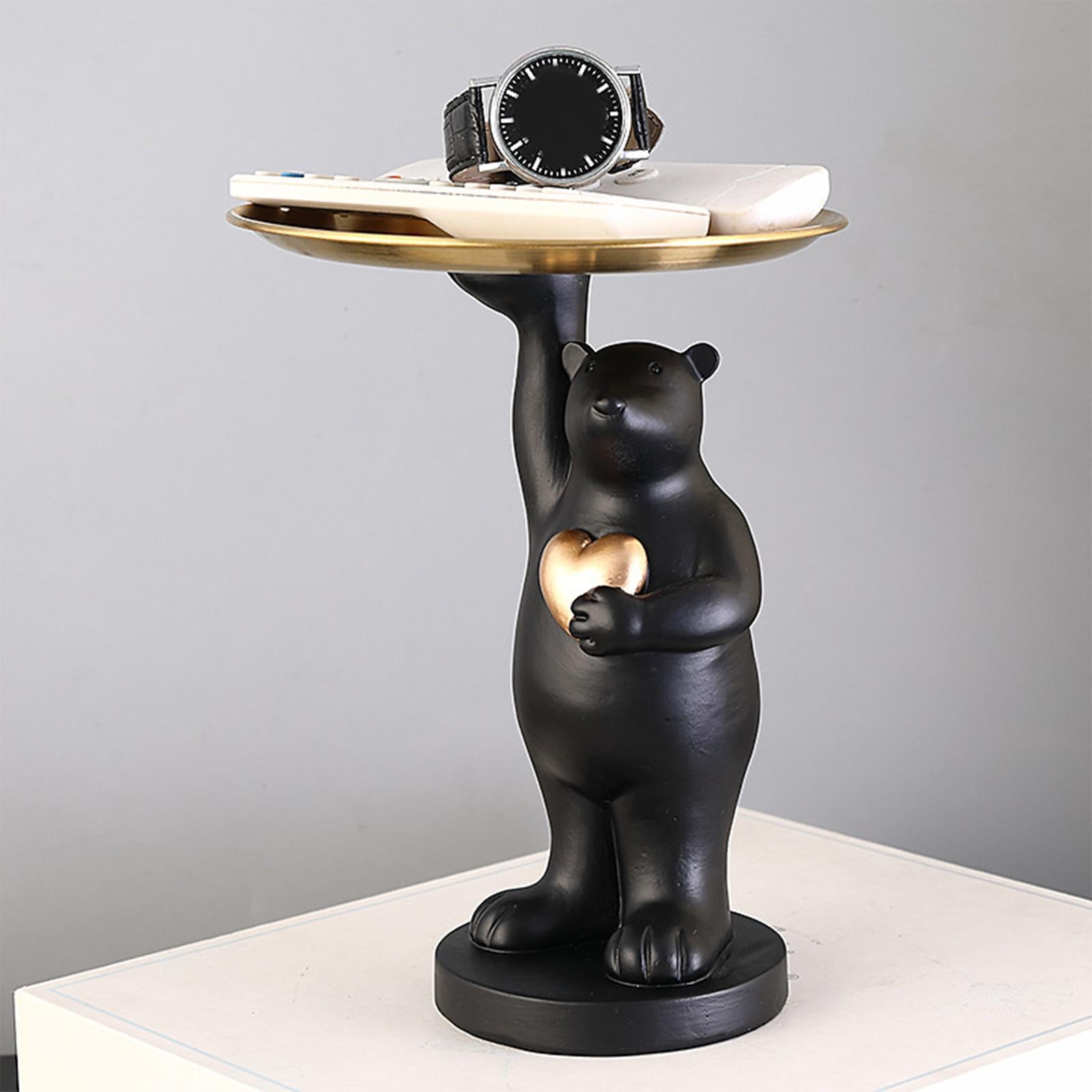 Nordic Style Polar Bear Statue Storage Tray for Entrance Dining Table Black