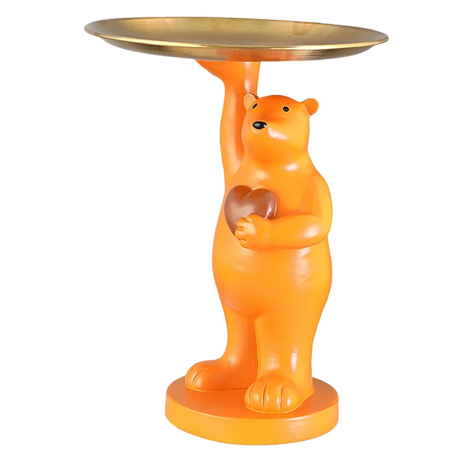 Nordic Style Polar Bear Statue Storage Tray for Entrance Dining Table Orange