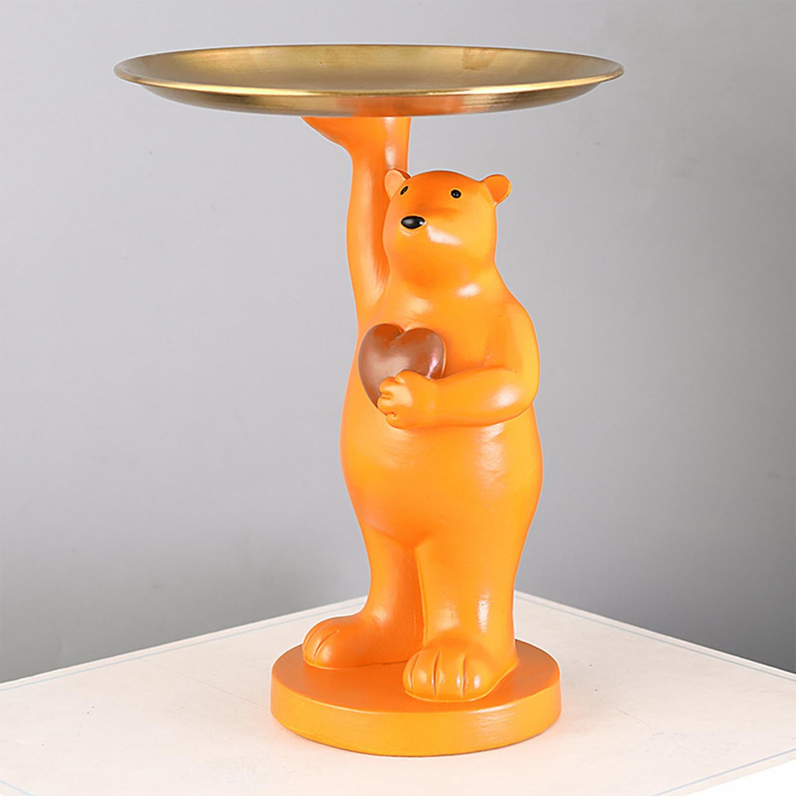 Nordic Style Polar Bear Statue Storage Tray for Entrance Dining Table Orange