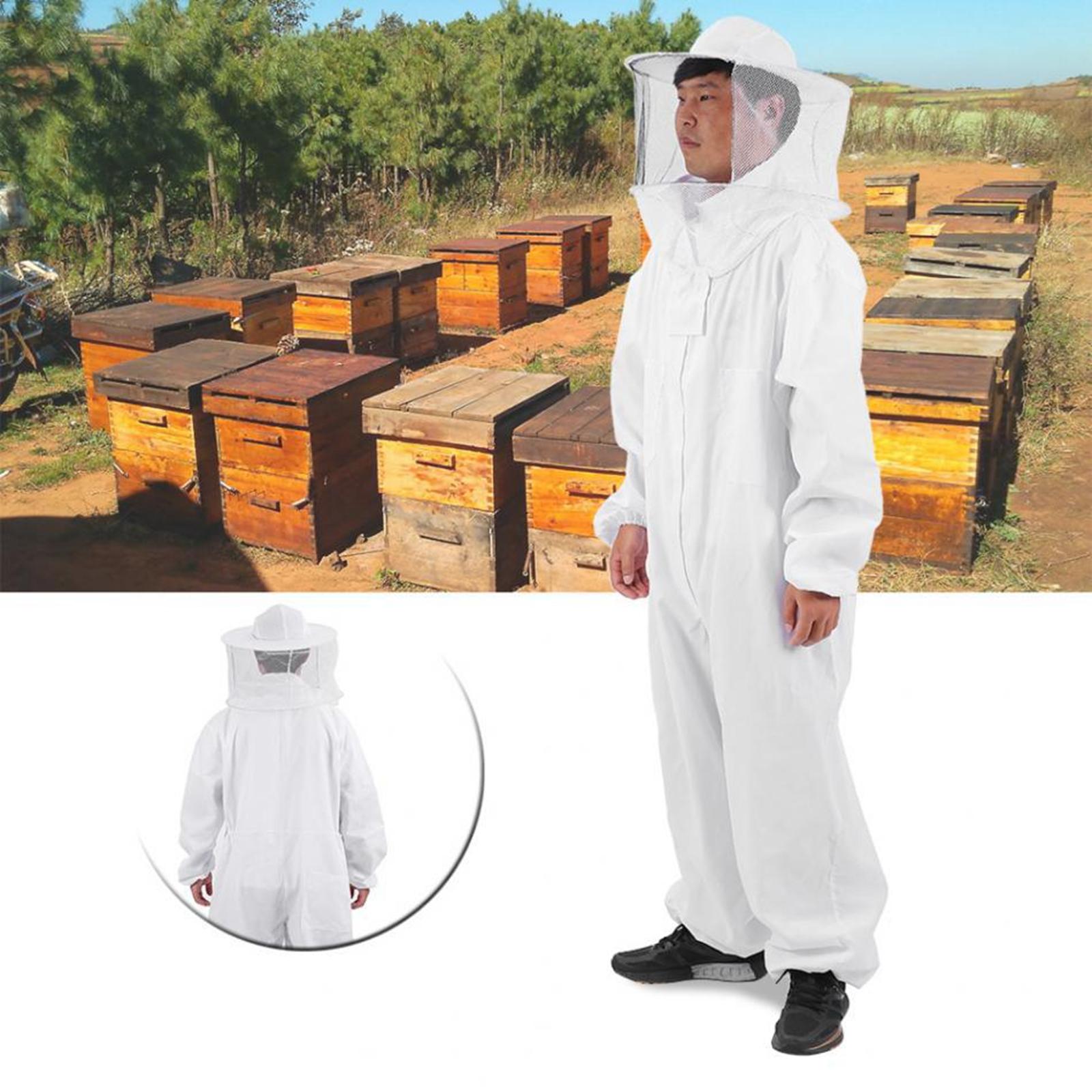 Full Body Anti bee Suit Beekeeping Clothes Cotton Veil Hood Protective