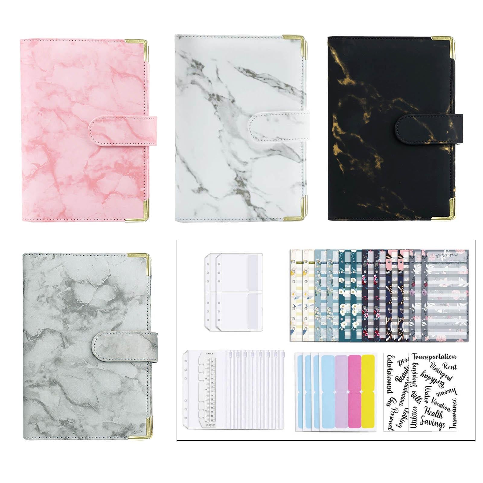 Notebook Binder with Label Stickers for Cash Bills Budgeting Expense Saving Gray