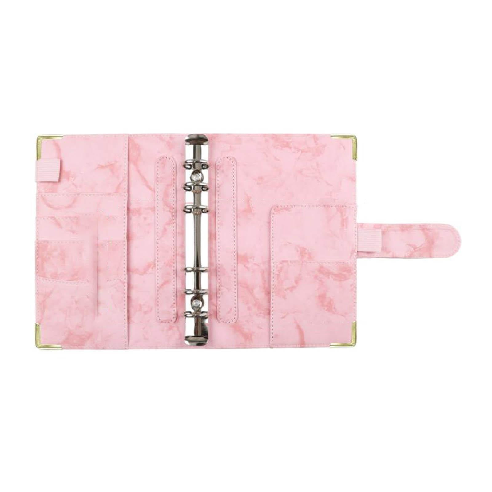 Notebook Binder with Label Stickers for Cash Bills Budgeting Expense Saving Pink