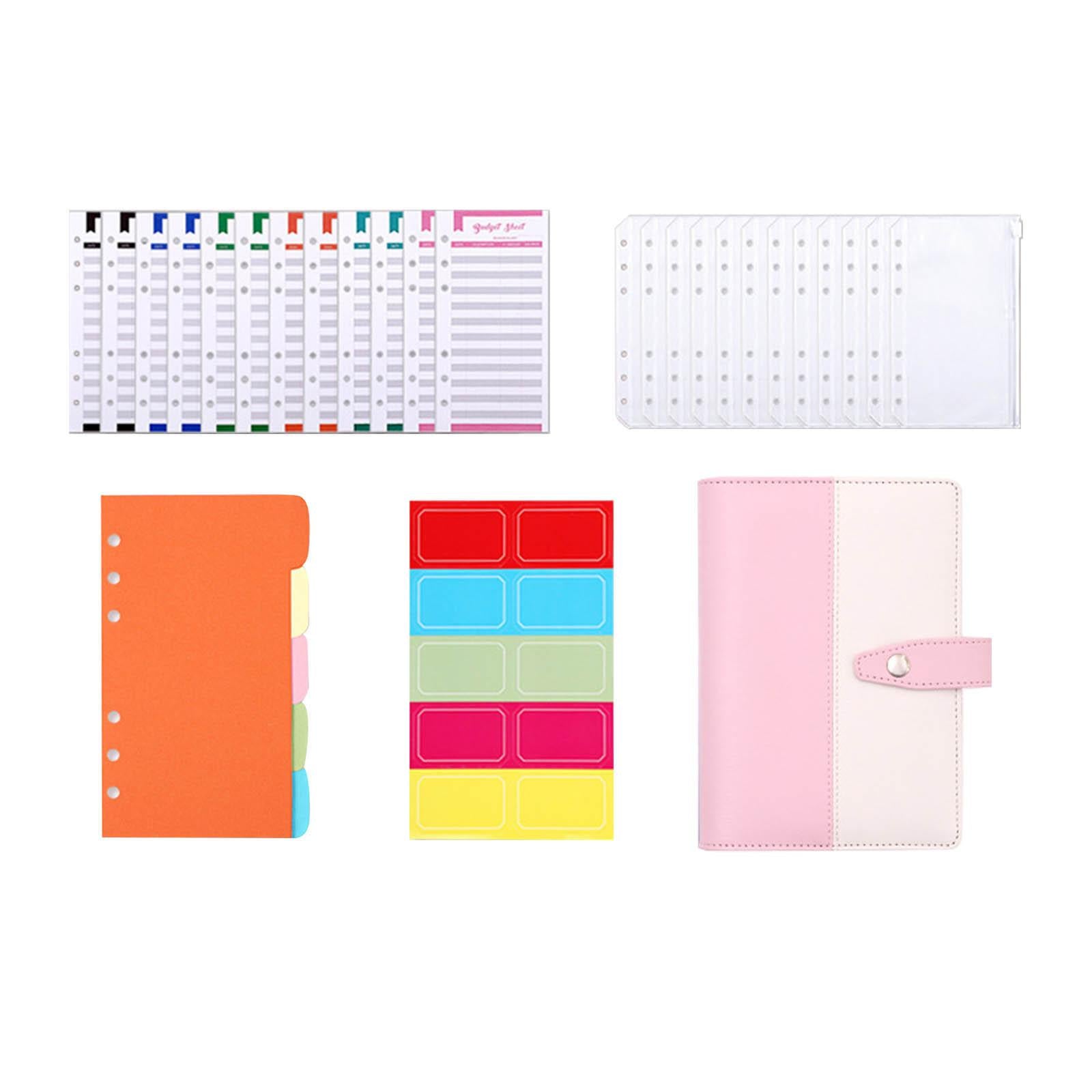 PU Leather A6 Budget Binder for Budgeting Expense Saving Travel and Diary Pink