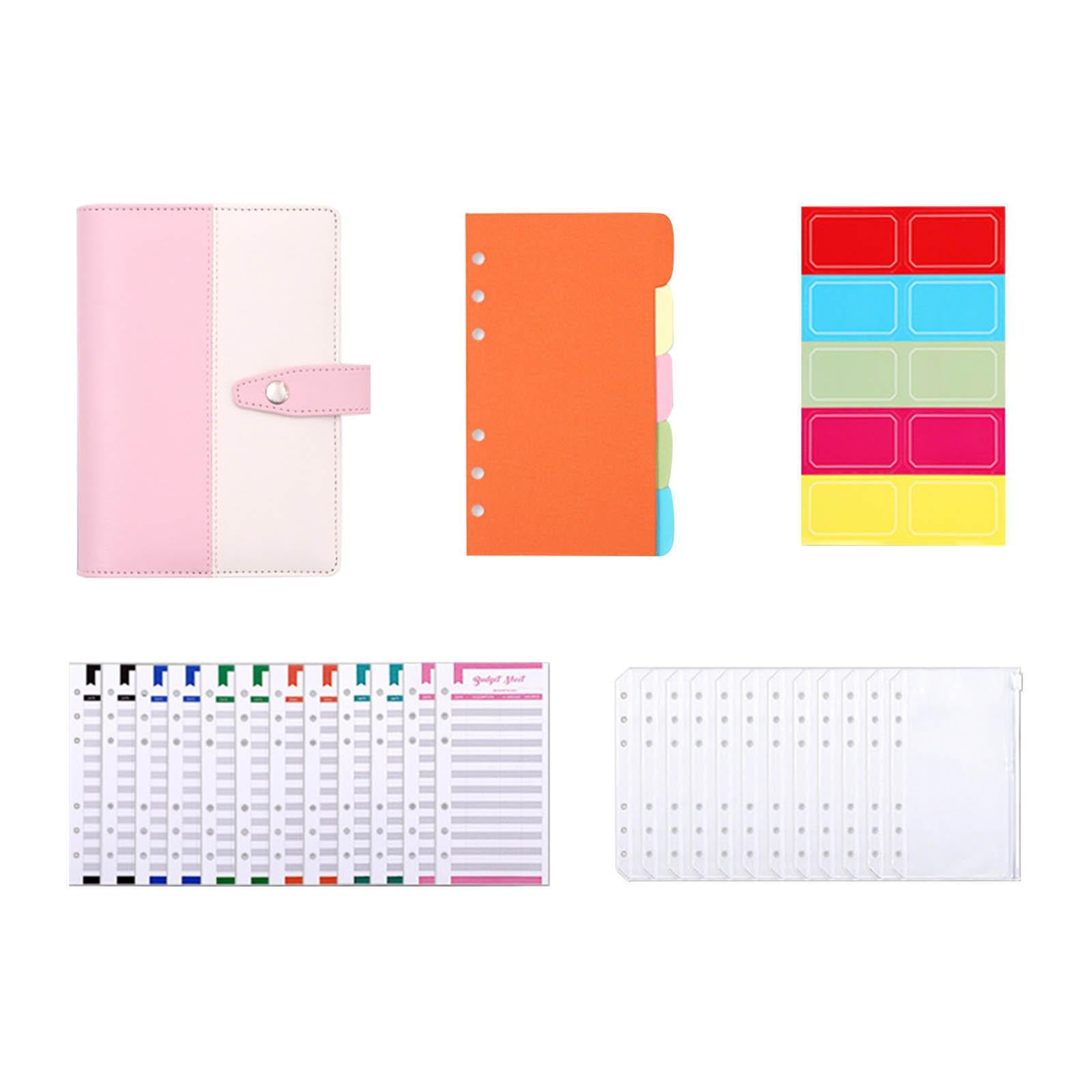 PU Leather A6 Budget Binder for Budgeting Expense Saving Travel and Diary Pink