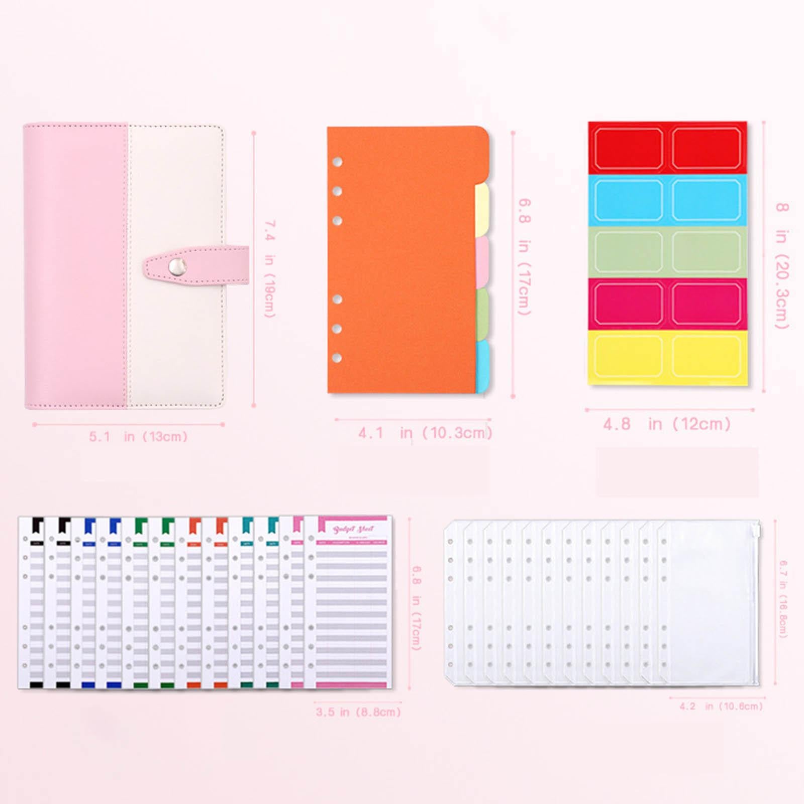 PU Leather A6 Budget Binder for Budgeting Expense Saving Travel and Diary Pink