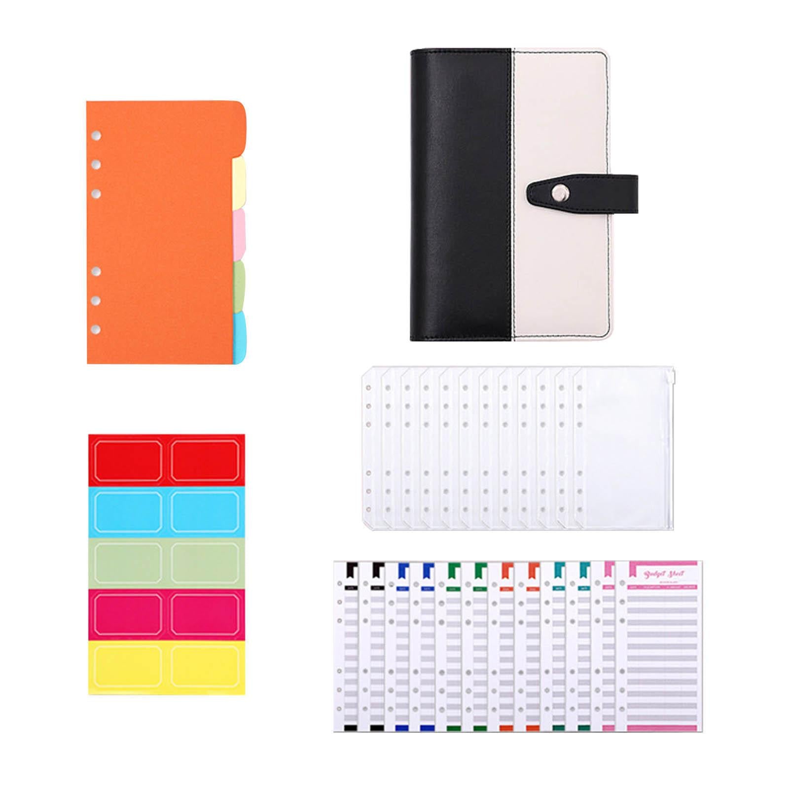 PU Leather A6 Budget Binder for Budgeting Expense Saving Travel and Diary Black