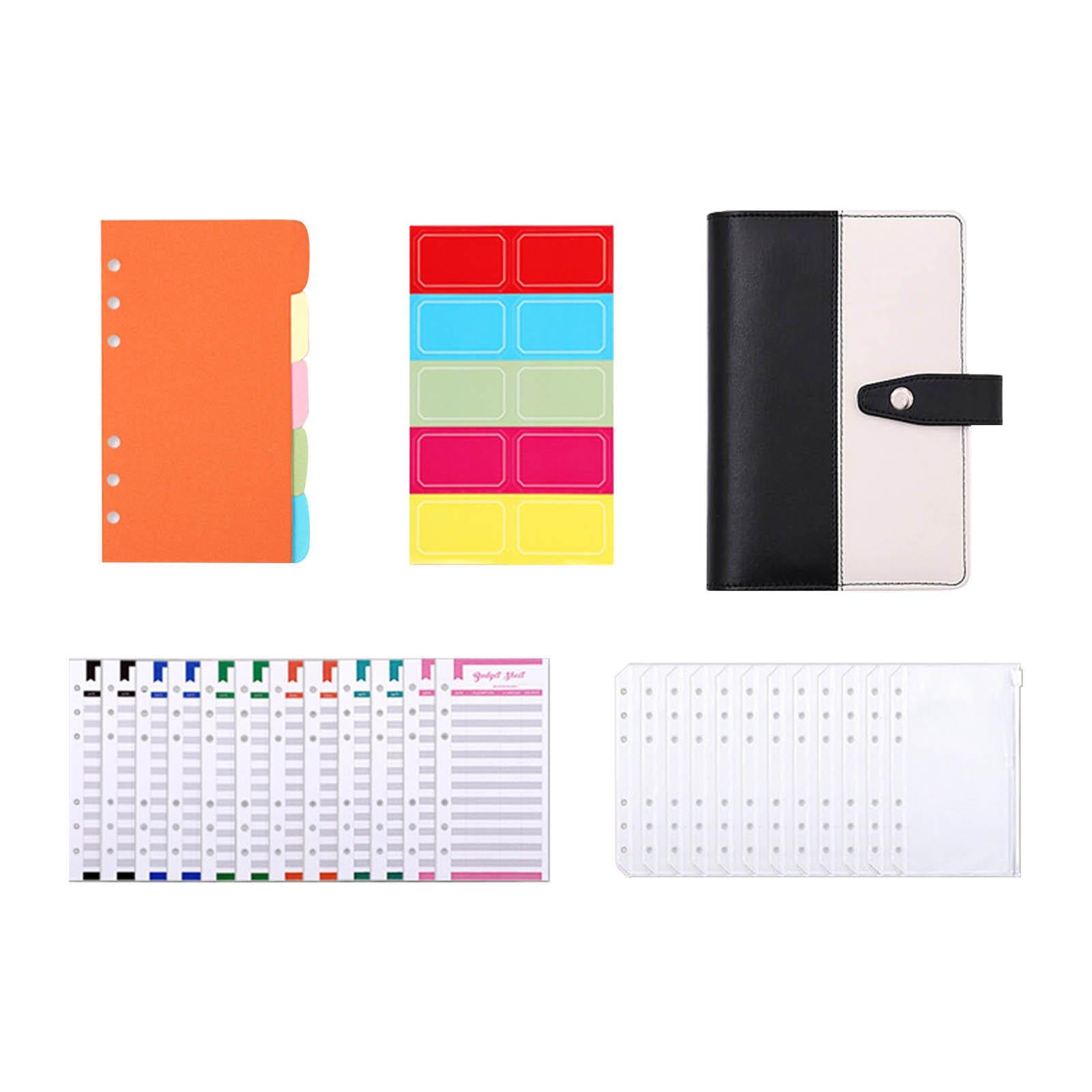 PU Leather A6 Budget Binder for Budgeting Expense Saving Travel and Diary Black