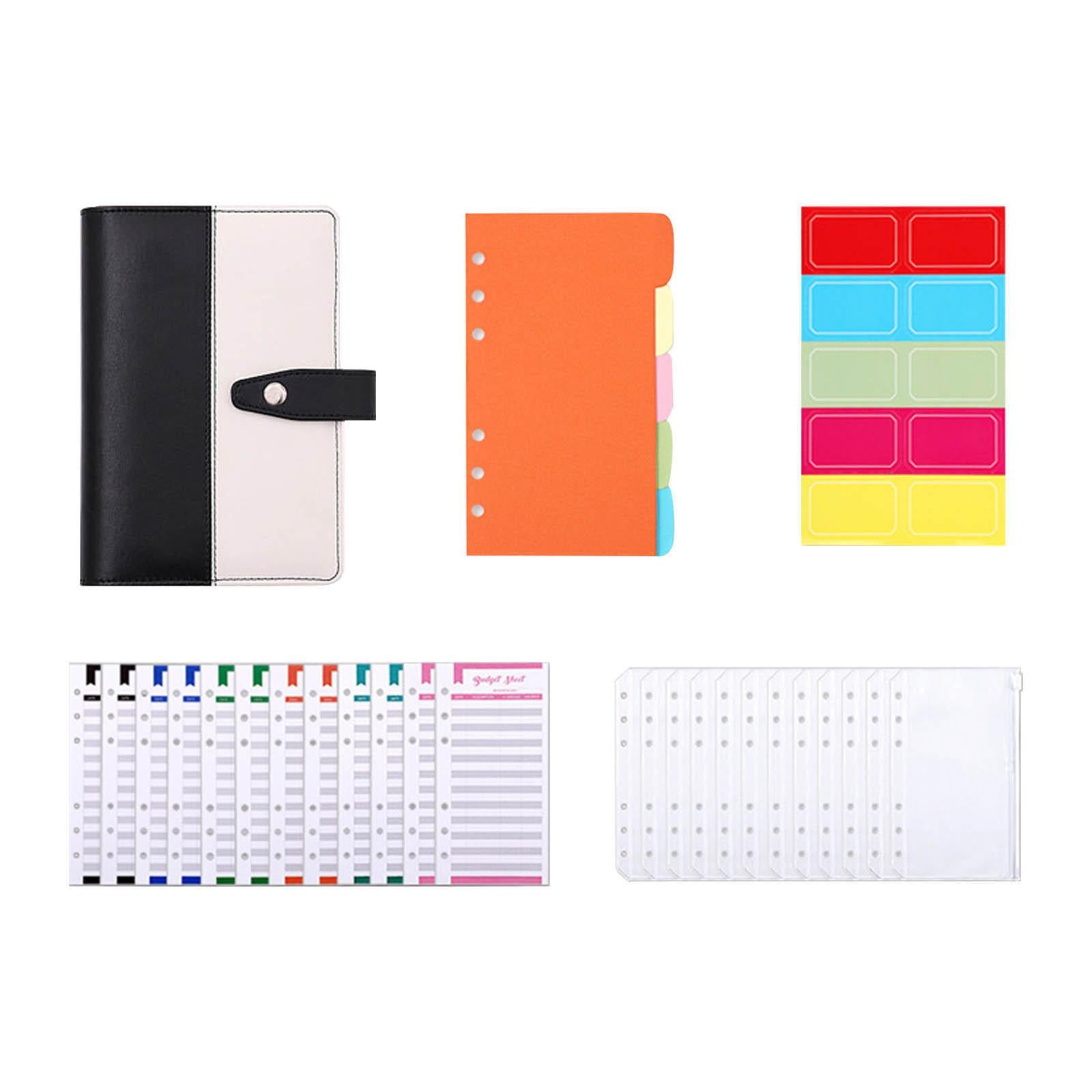 PU Leather A6 Budget Binder for Budgeting Expense Saving Travel and Diary Black