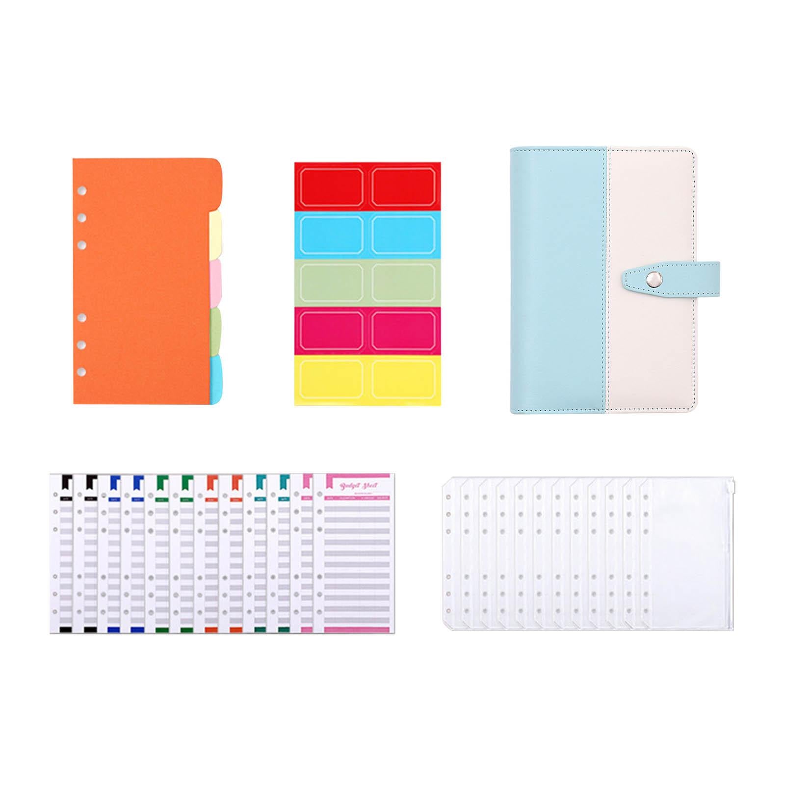 PU Leather A6 Budget Binder for Budgeting Expense Saving Travel and Diary Ligth Blue