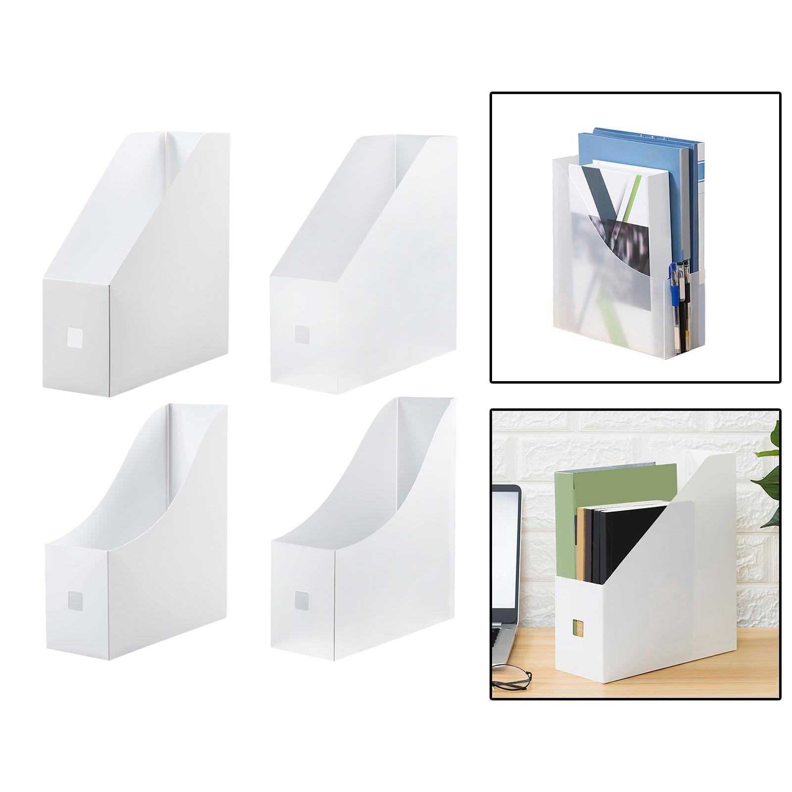 File Organizer Holder Storage Bookshelf Stationery Storage Box for Home White Straight