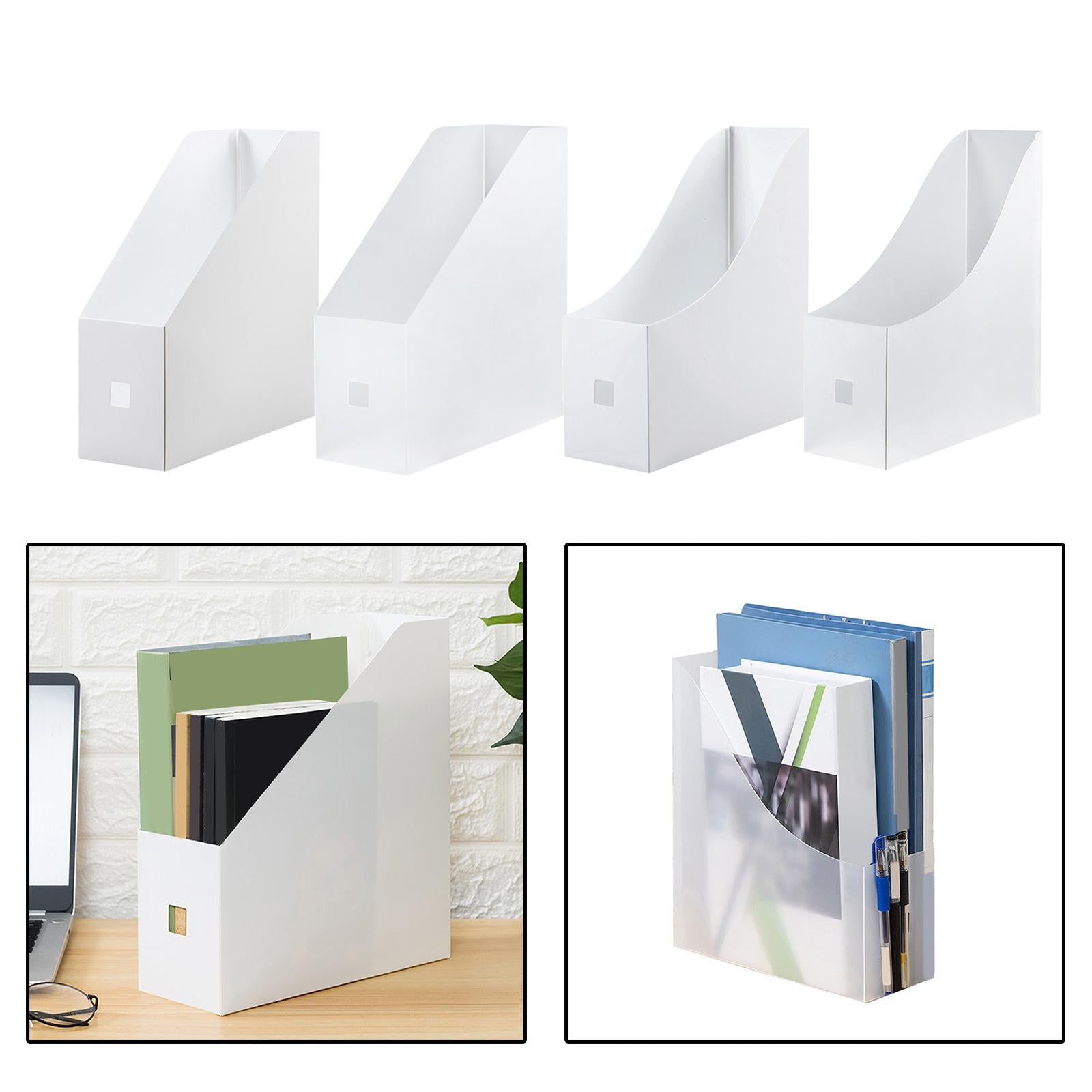 File Organizer Holder Storage Bookshelf Stationery Storage Box for Home White Straight