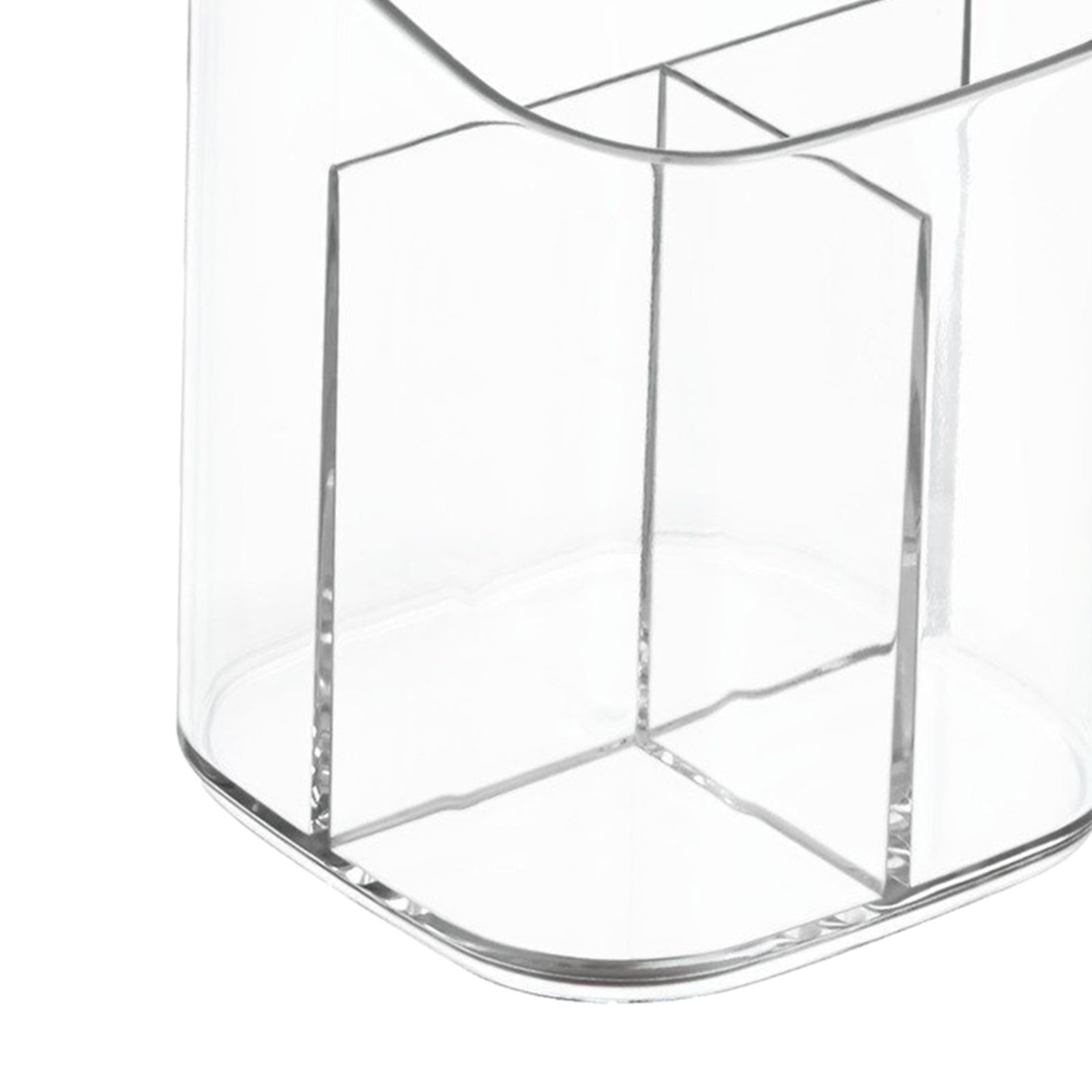 Clear 3 Compartments Cosmetic Cup Pen Pot Wide Opening Table Accessory