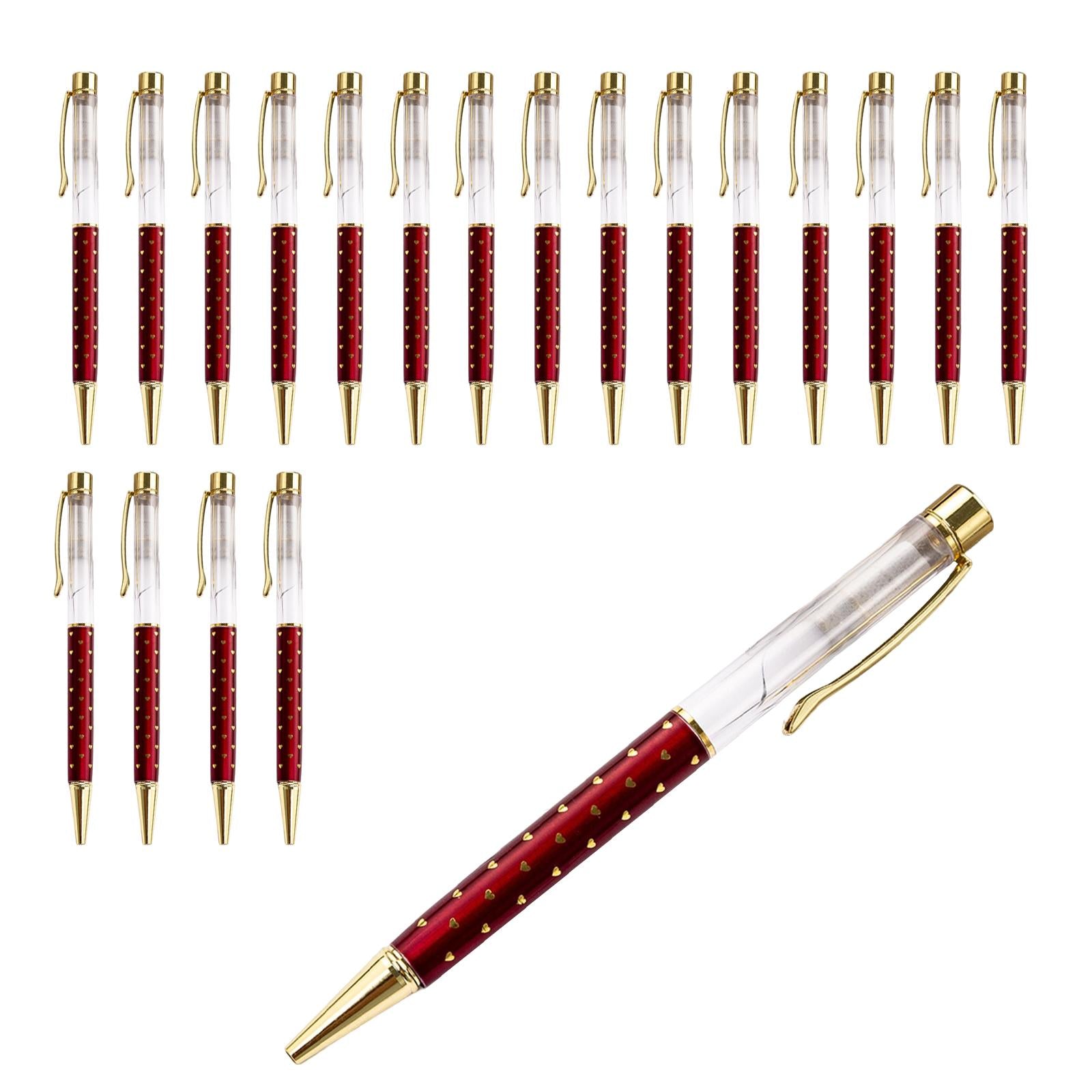 20 Pieces Empty Tube Floating DIY Metal Ballpoint Pen for Thanksgiving Burgundy