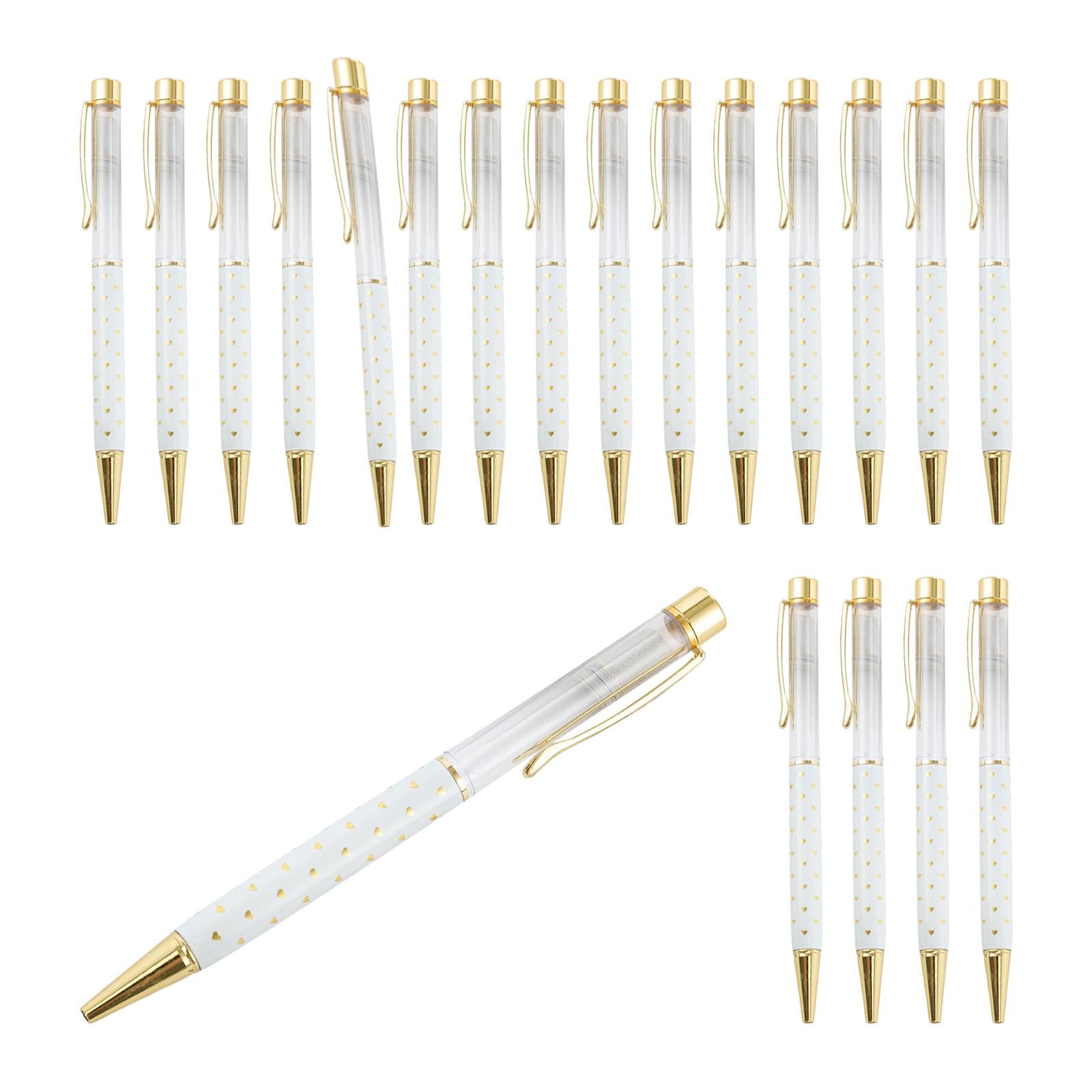 20 Pieces Empty Tube Floating DIY Metal Ballpoint Pen for Thanksgiving White