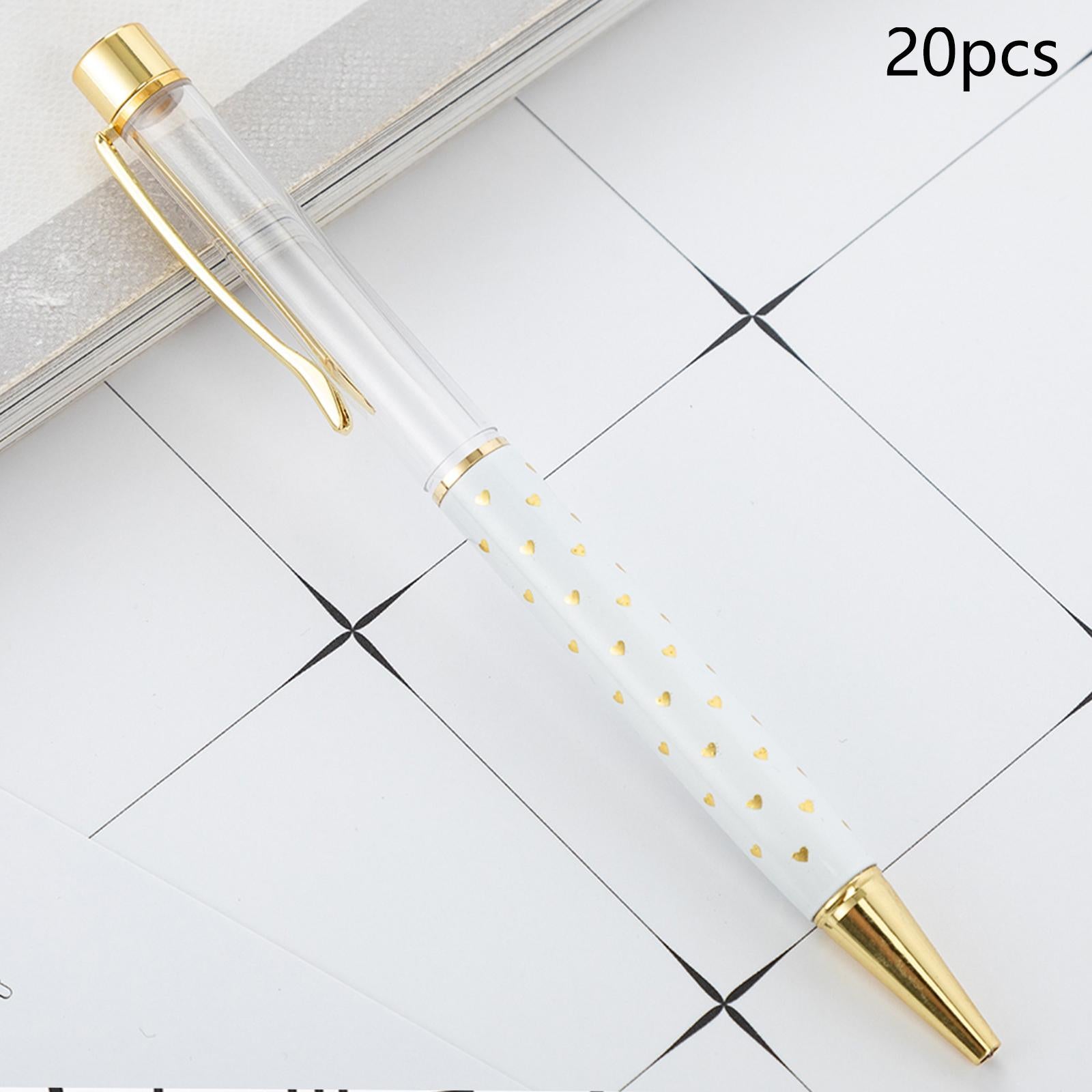 20 Pieces Empty Tube Floating DIY Metal Ballpoint Pen for Thanksgiving White