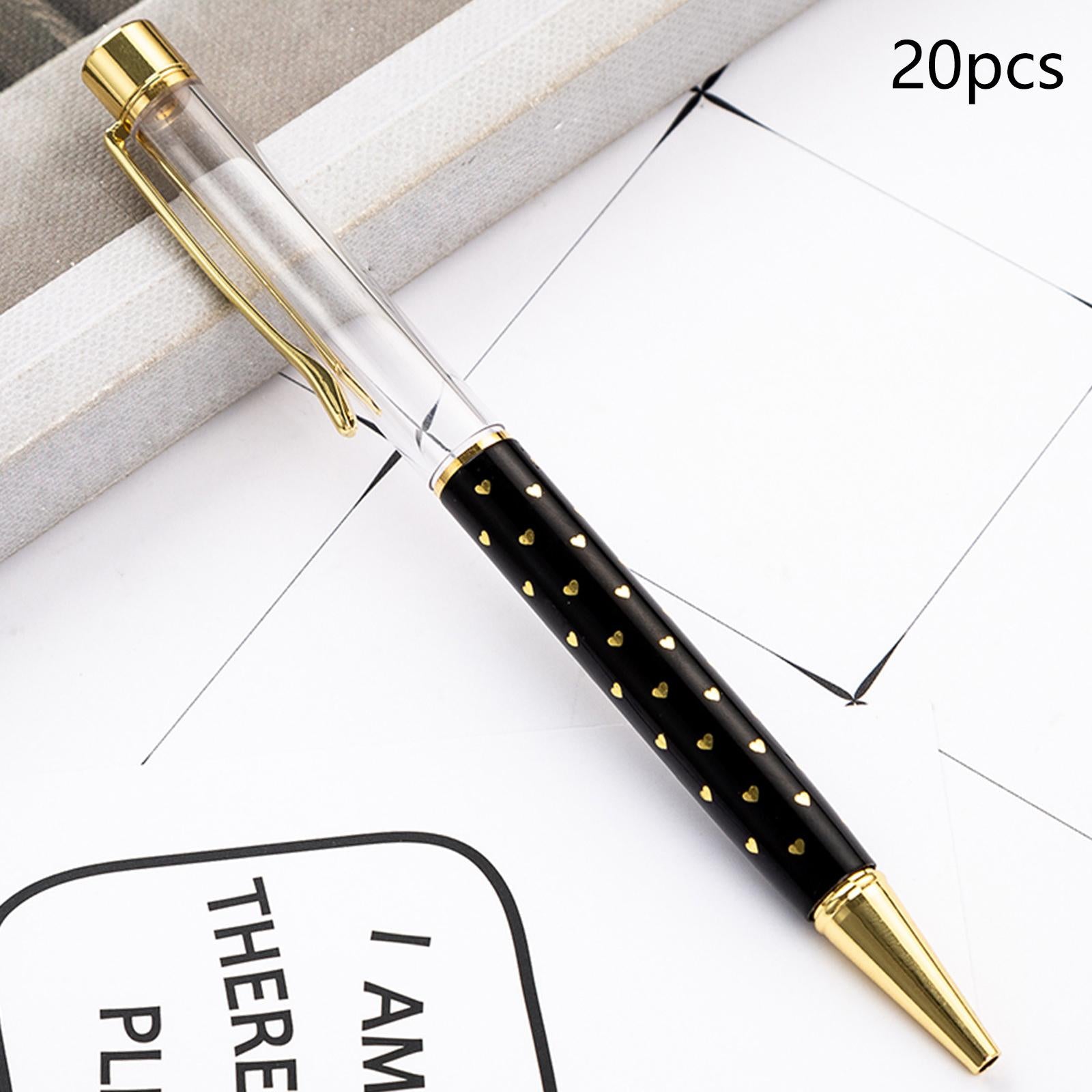 20 Pieces Empty Tube Floating DIY Metal Ballpoint Pen for Thanksgiving Black