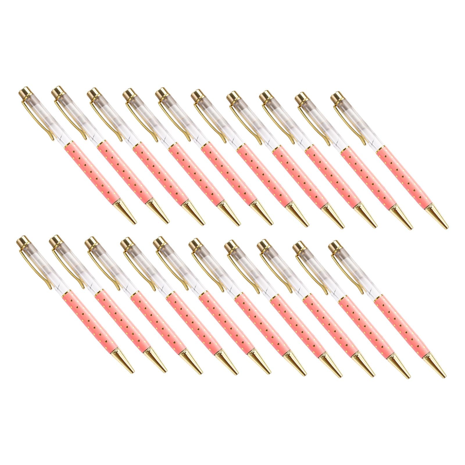 20 Pieces Empty Tube Floating DIY Metal Ballpoint Pen for Thanksgiving Light Rose Red